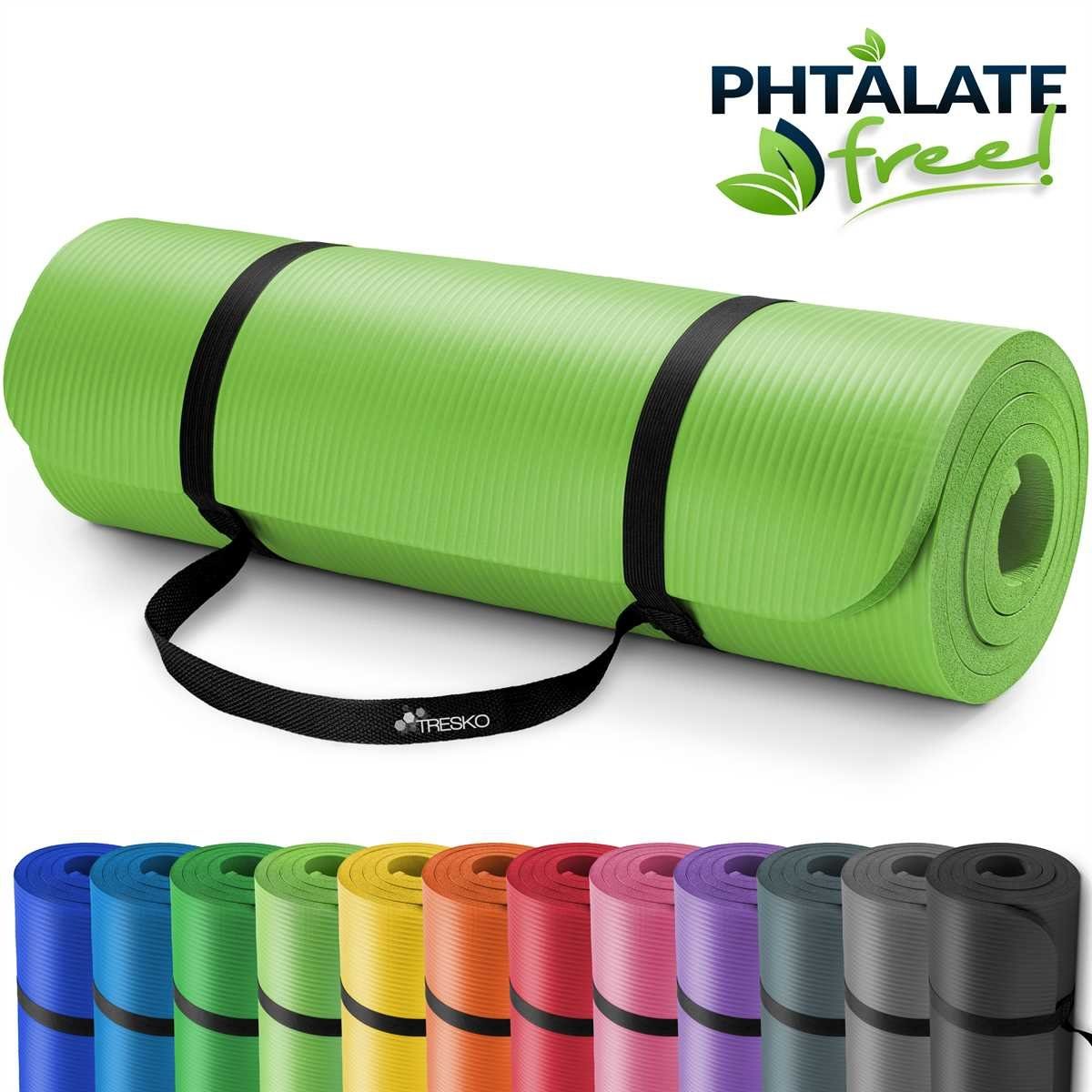 TRESKO Gymnastikmatte rutschfest mit Tragegurt Sportmatte gepolstert, Yogamatte Gymnastikmatte Dick Fitnessmatte