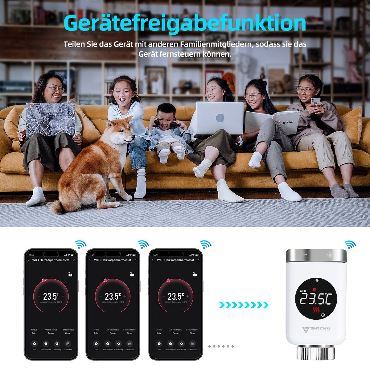 Salcar Heizkörperthermostat Heizkörperthermostat TRV801W Thermostat Heizung Smart LCD WiFi, Thermostat kompatibel mit Amazon Alexa & Google Assistant – Bild 5 von 5