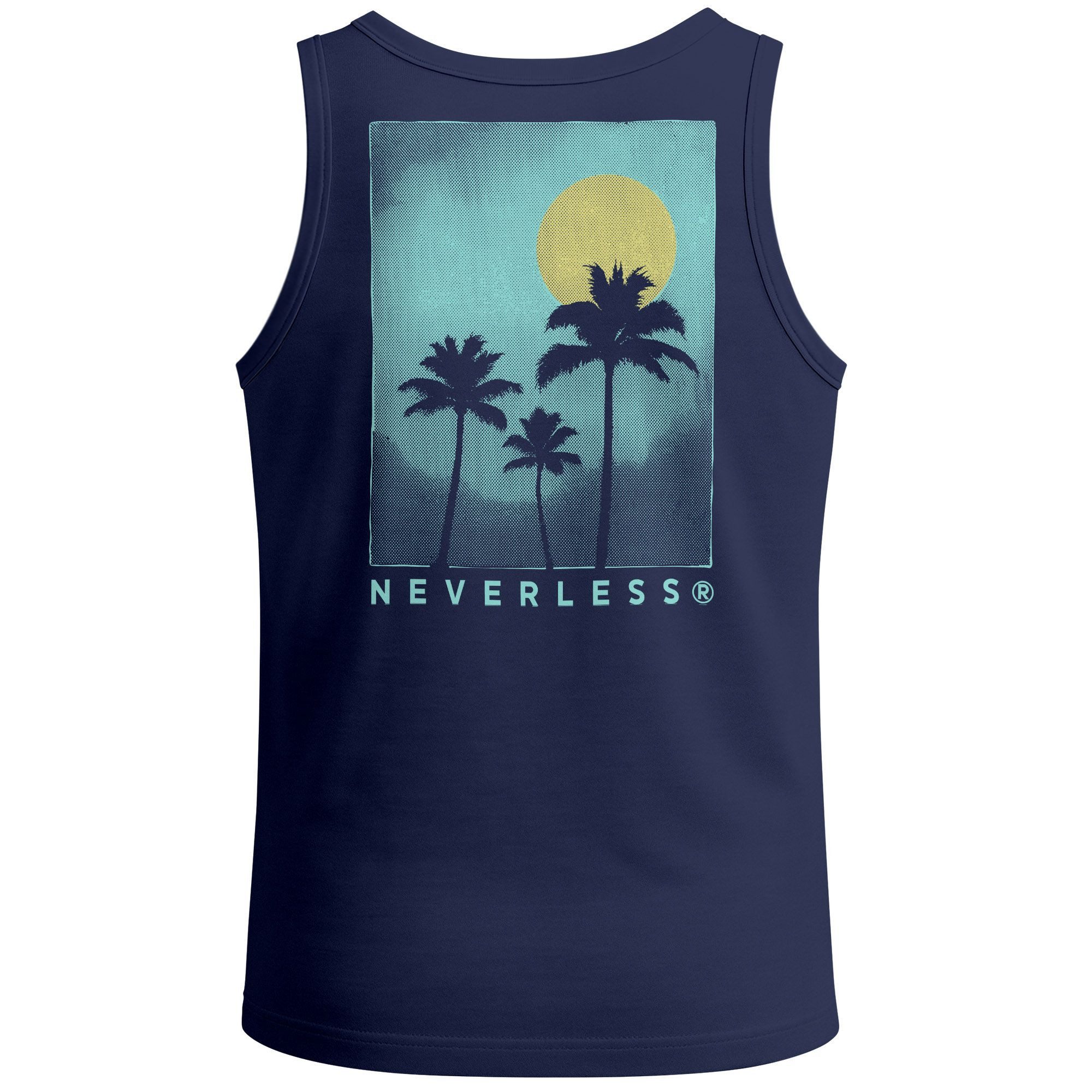 Tanktop Herren Tank-Top Backprint Palmen-Motiv im grafischen Sommer-Stil