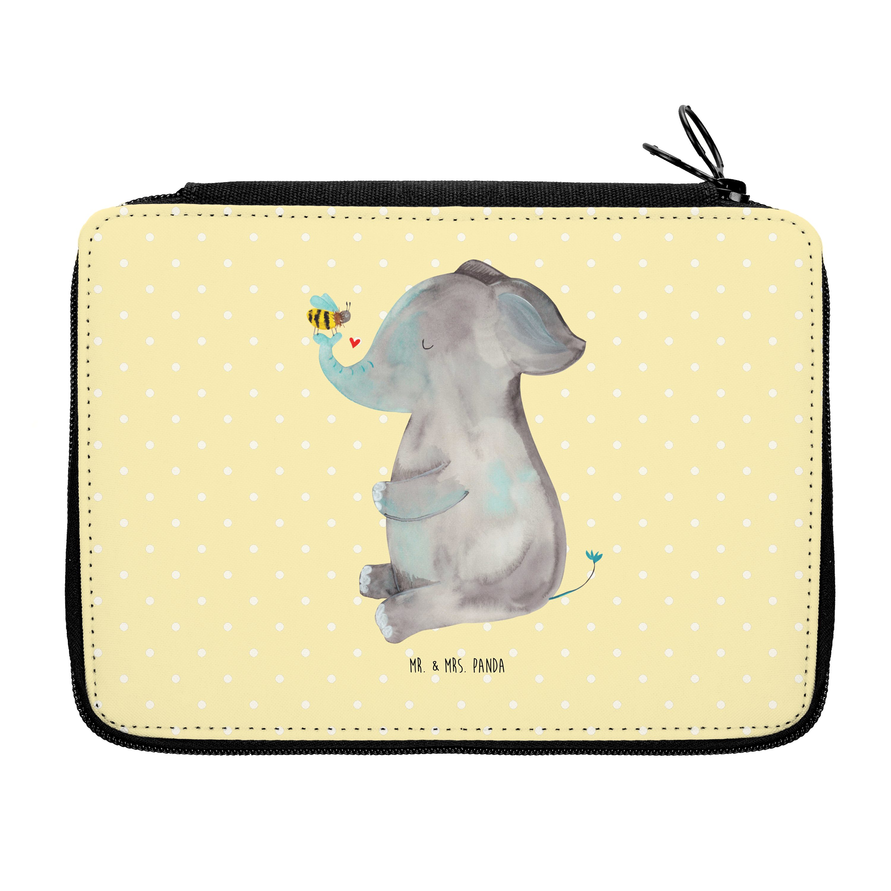 Mr. & Mrs. Panda Federmäppchen Elefant Biene, Schulmäppchen, Gelb Pastell, Lustige Sprüche, Hochzeit, (Packung), Schreibetui Schulmäppchen Etui für Stifte