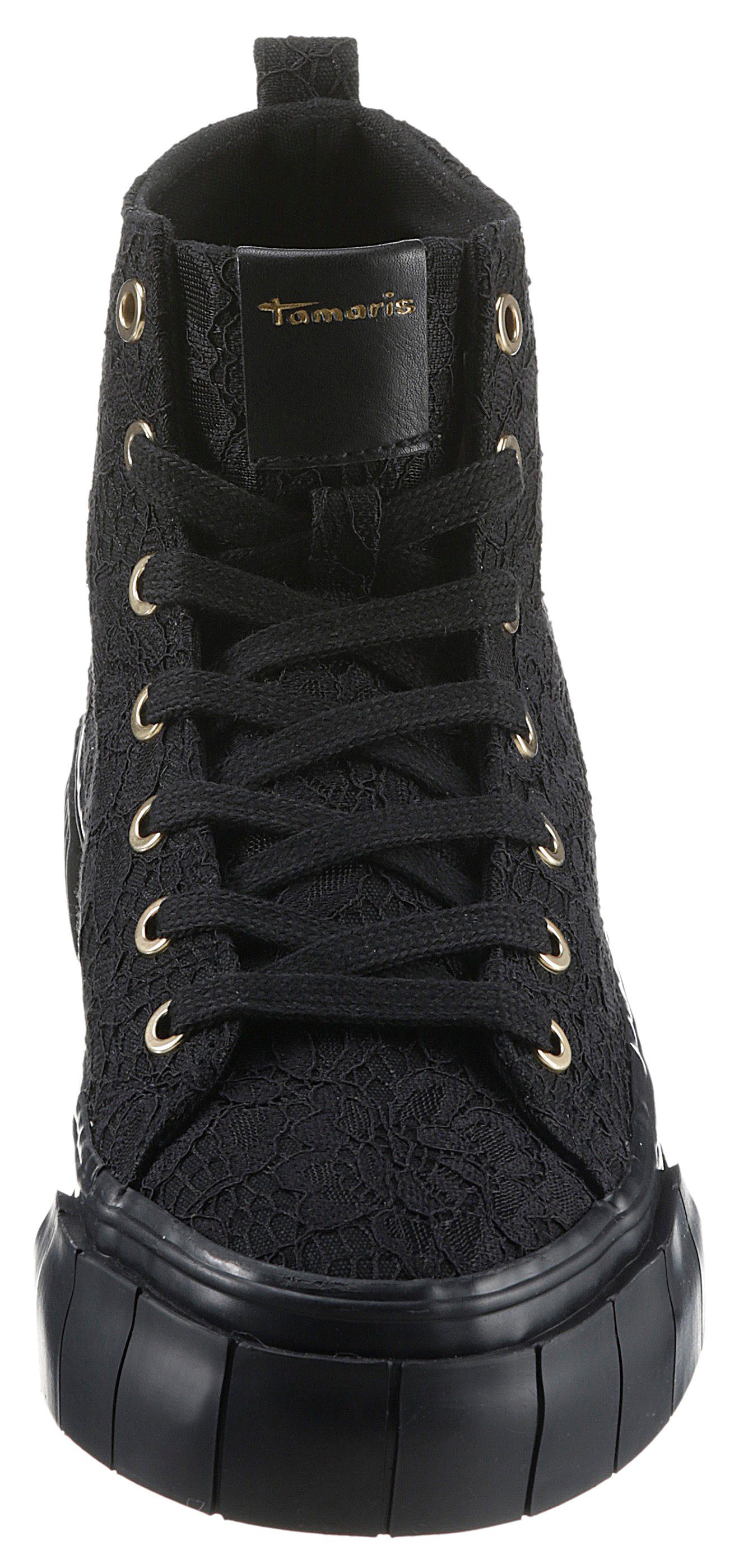 Sneaker in bequemer Form mit schwarz Spitze Tamaris