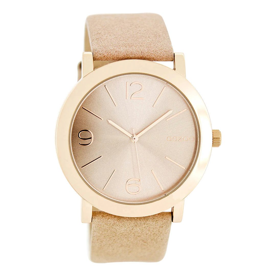 OOZOO Quarzuhr Damenuhr C8711 – Elegante Damen-Armbanduhr in Roségold und Rosa, Lederarmband, 43 mm Gehäuse – Stilvoll & Zeitlos
