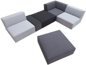 TOM TAILOR HOME Wohnlandschaft ELEMENTS, Set, mit Tischelement, in Grey shadows, bestehend aus 6 Sofaelementen