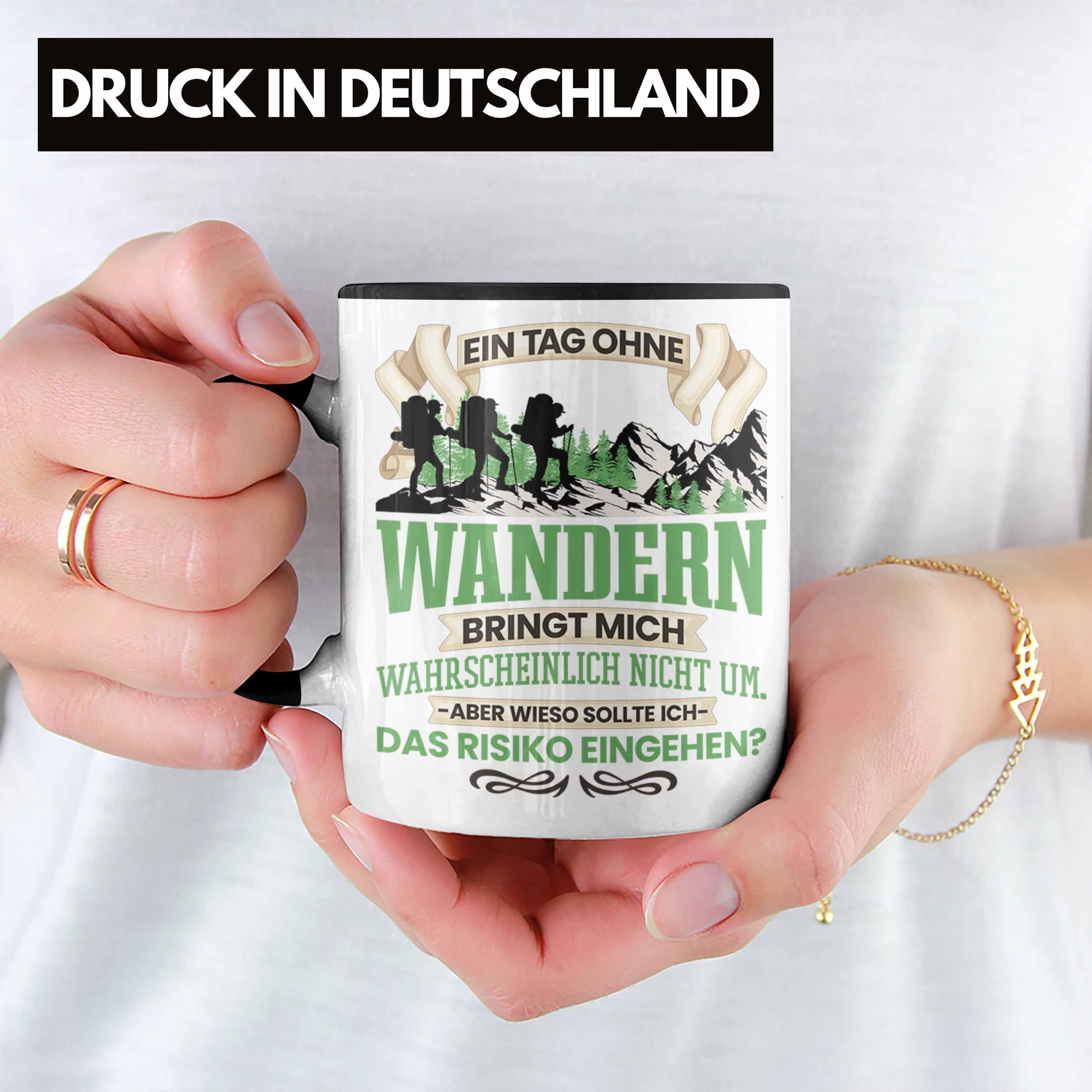 - Trendation Schwarz Tasse Trendation Lustiger Wanderer Wandern Berge Geschenk für Spruch Tasse