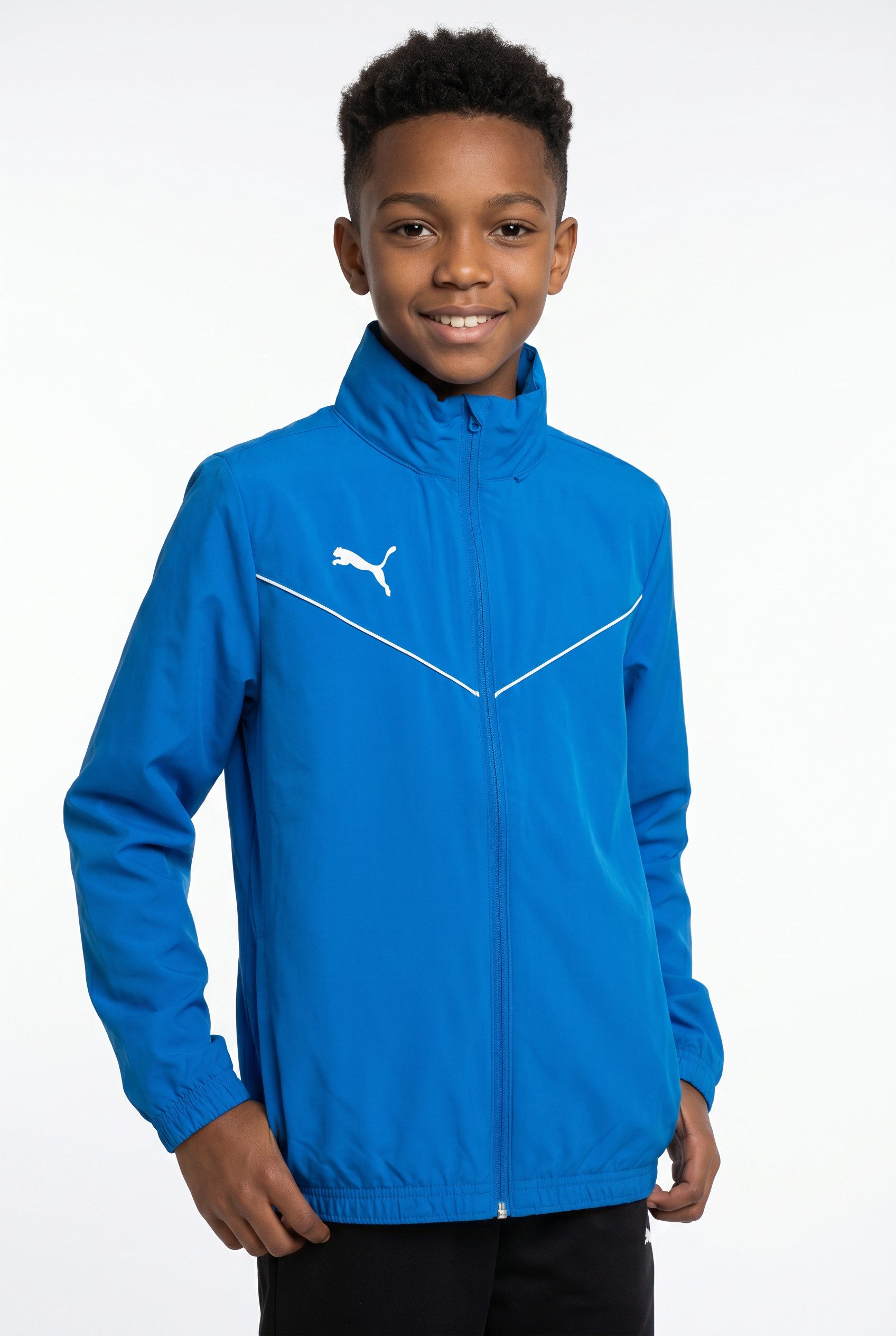 PUMA Windbreaker TEAMRISE ALL WEATHER JKT JR sportlicher Stil, mit Kapuze, mit Reißverschlusstasche, Regular Fit