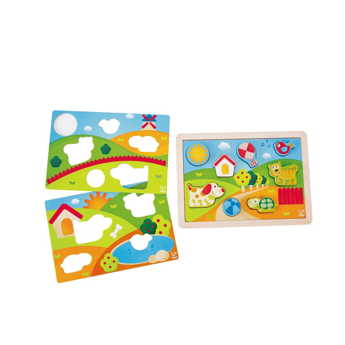 Hape Puzzle Hape Kinderpuzzle 3in1, Puzzleteile