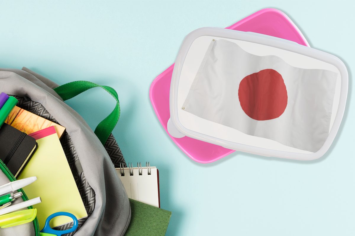 Lunchbox Japan Brotbox von Kinder, rosa Kunststoff Kunststoff, Flagge auf Brotdose Snackbox, MuchoWow Erwachsene, für Mädchen, weißem Hintergrund, Die (2-tlg),