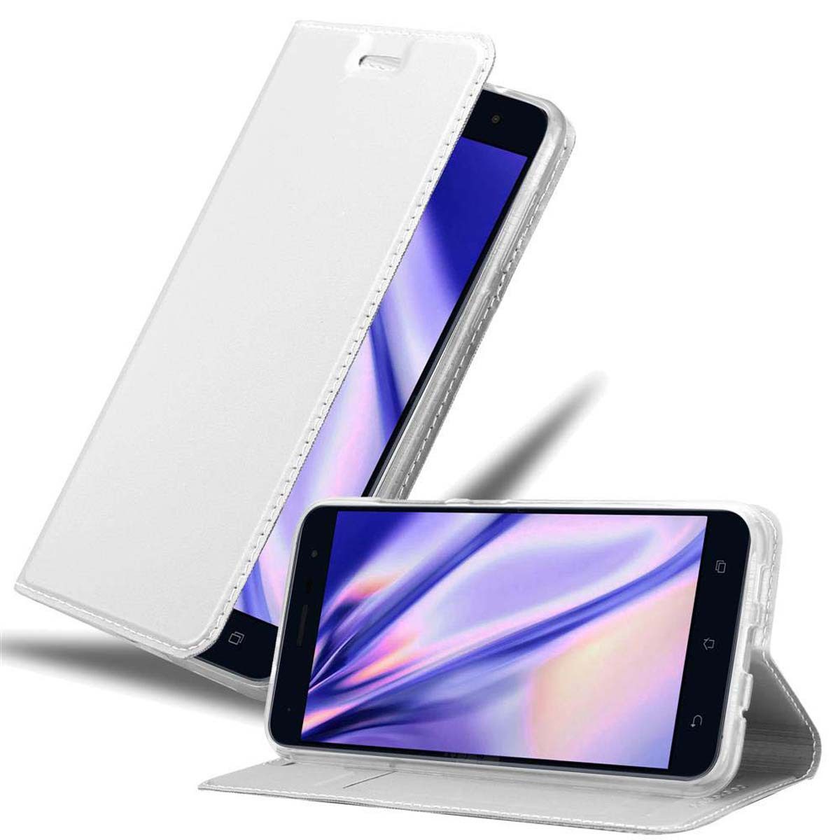 Cadorabo Handyhülle für Asus ZenFone 3 (5.5 Zoll) Hülle Asus ZenFone 3 (5.5 Zoll), Schutzhülle Hülle mit Standfunktion, Magnetverschluss und Kartenfach