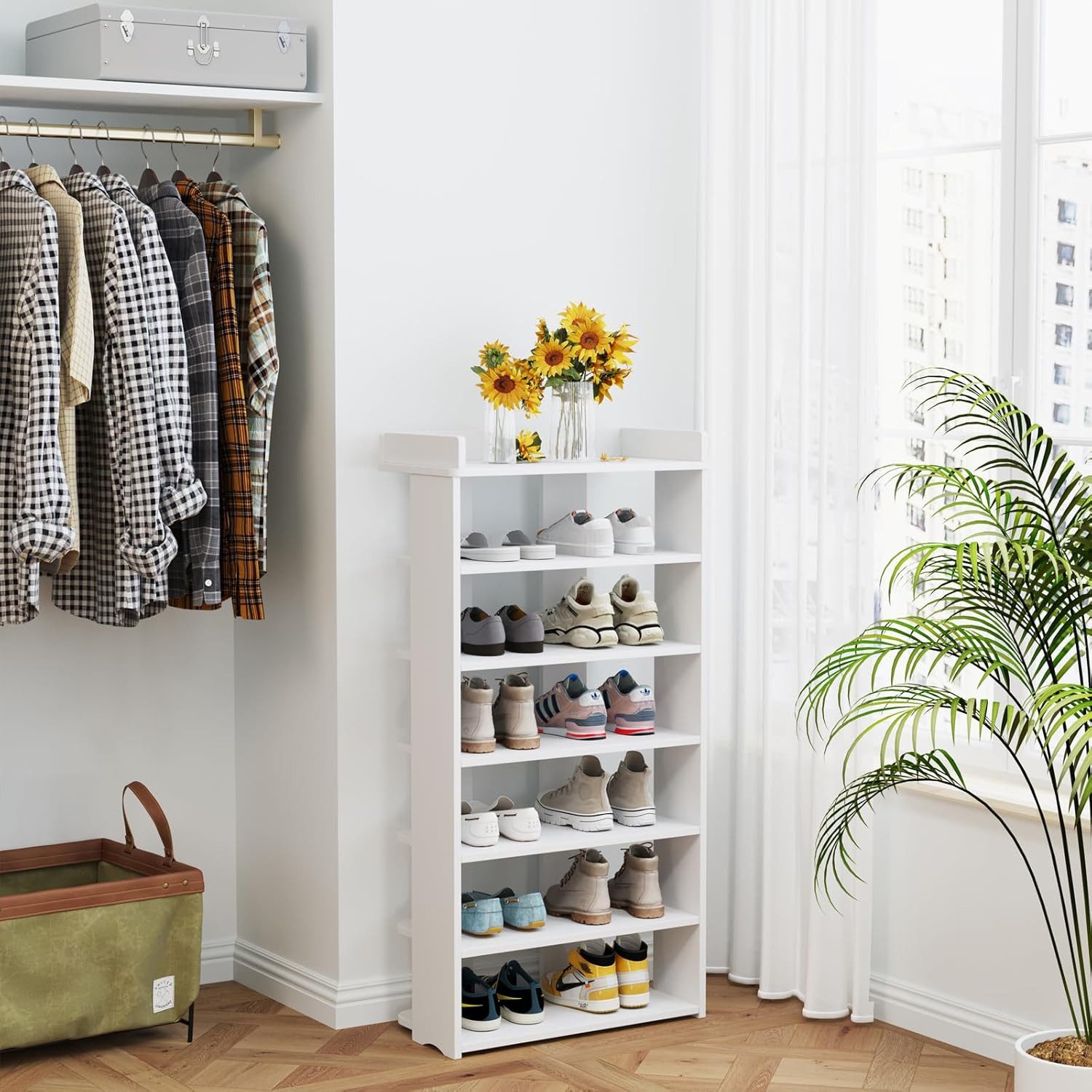 OUNUO Schuhregal 5 / 7 fächer Schuhregal, platzsparend günstig online kaufen