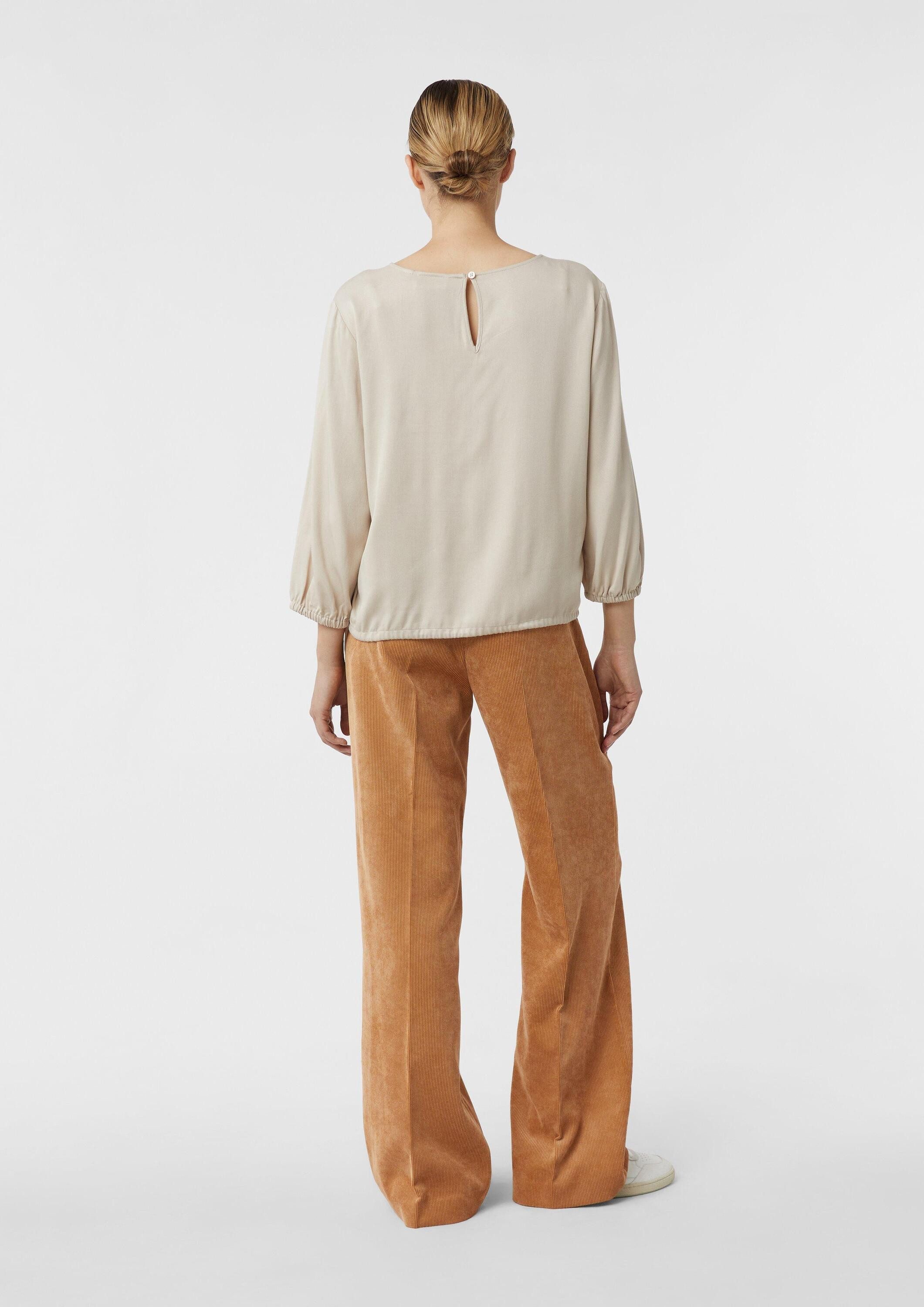 comma Kurzarmbluse Bluse Viskosebluse mit Tunnelzug am Bund