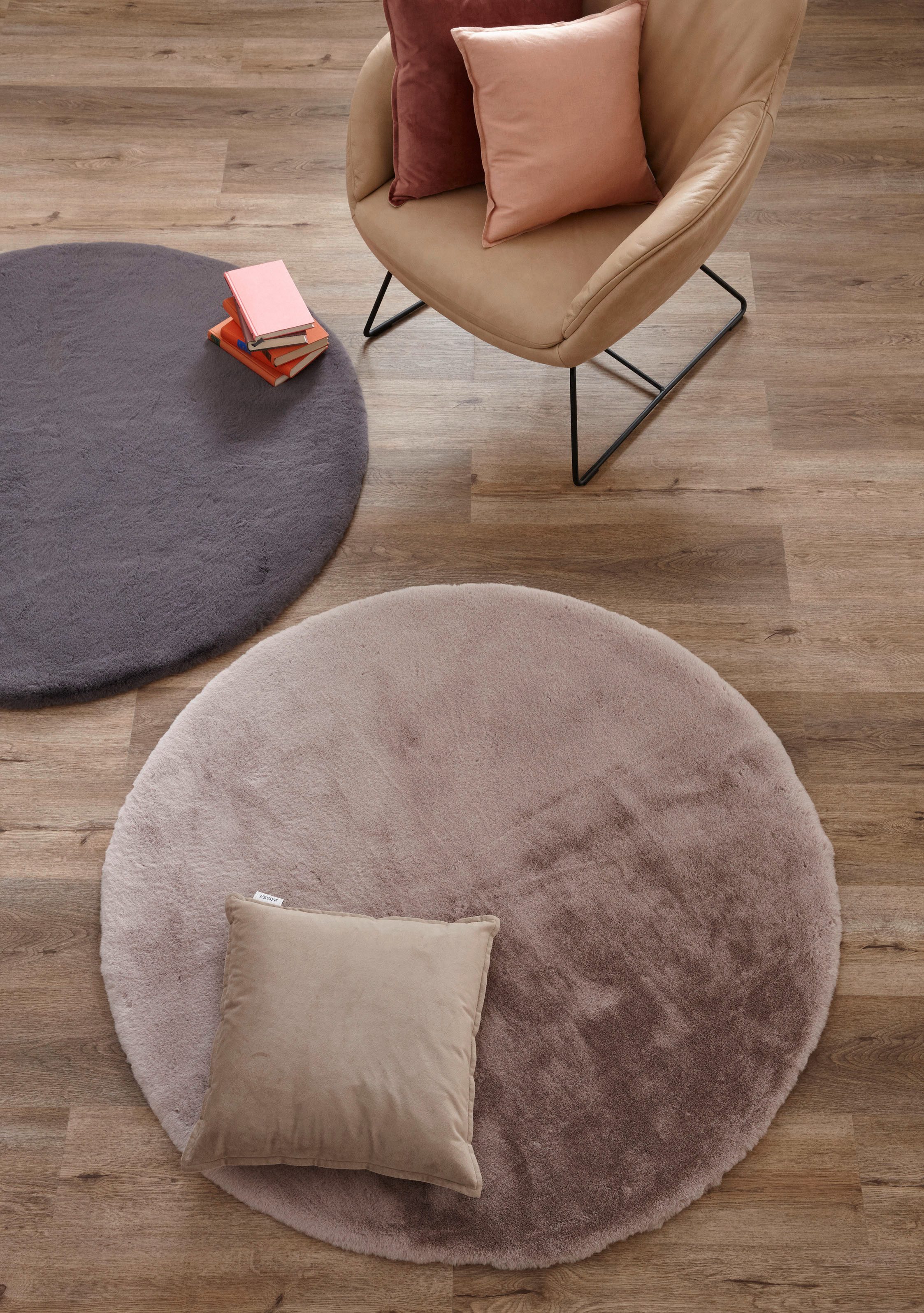 SCHÖNER WOHNEN-Kollektion Fellteppich Tender, rund, Höhe: 26 mm, besonders weich durch Microfaser, Kunstfell, waschbar, Wohnzimmer