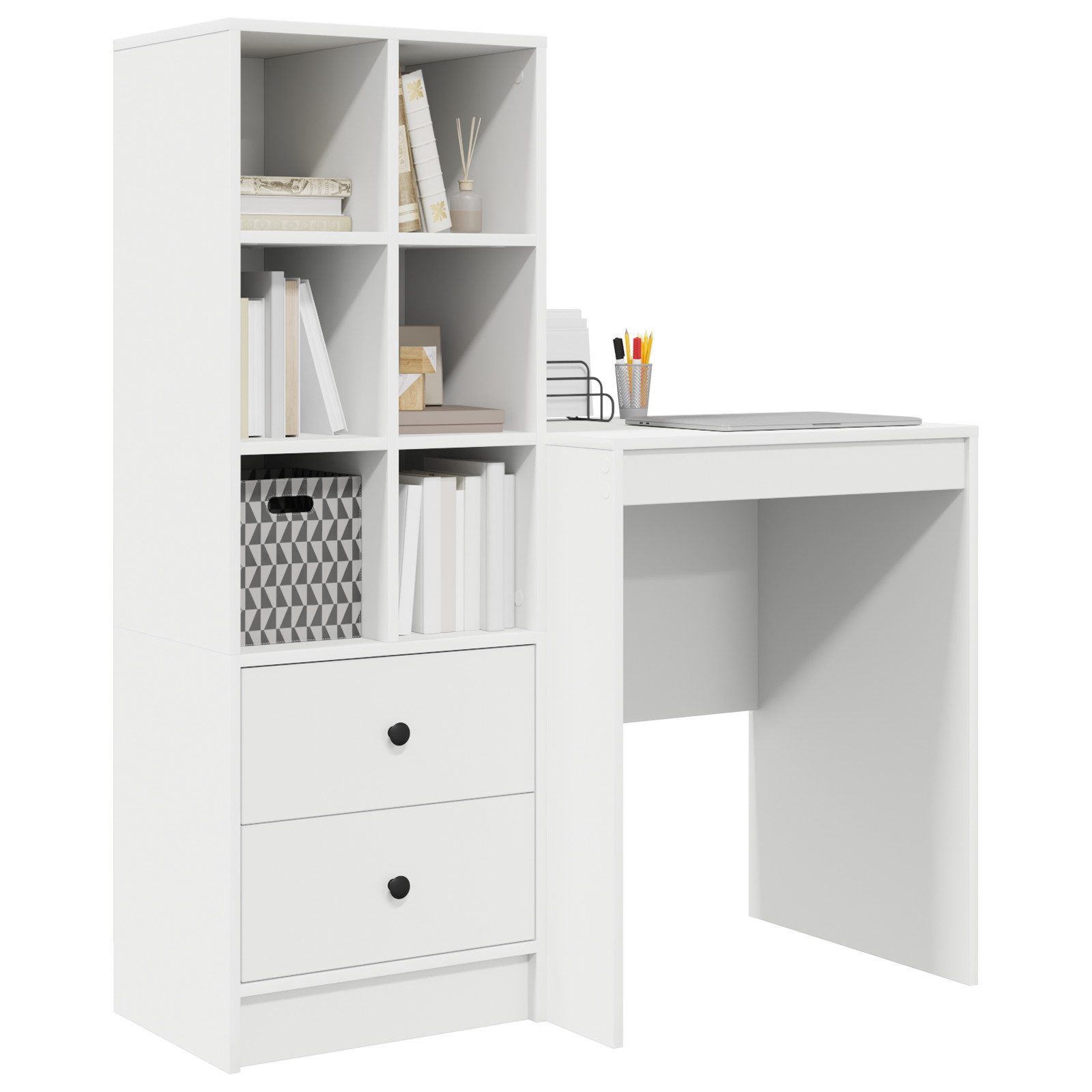 vidaXL Sideboard Schreibtisch mit Stauraum Weiß günstig online kaufen