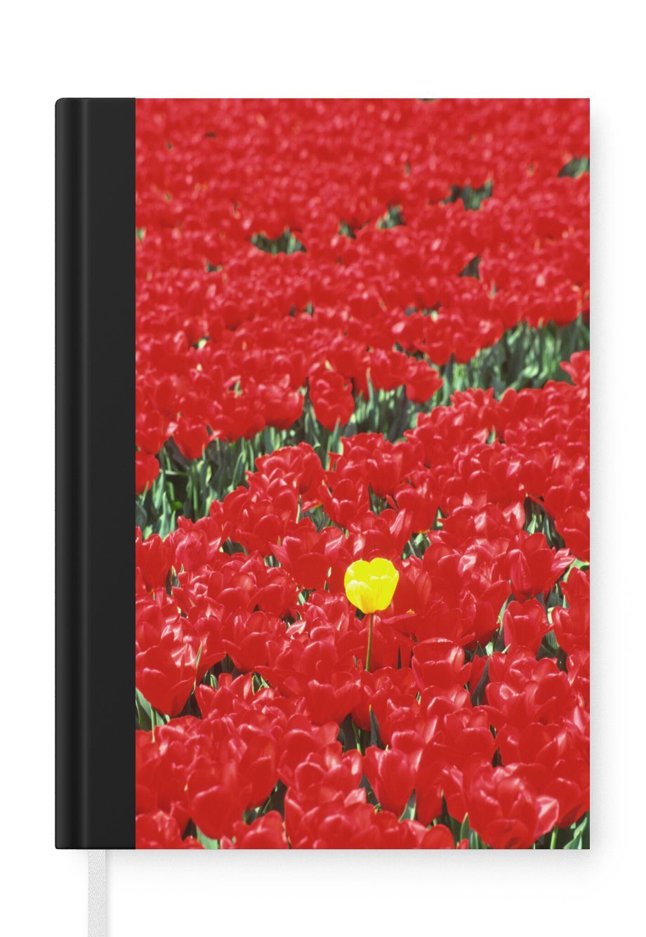 MuchoWow Notizbuch Ein Feld voller roter Tulpen in den Niederlanden, Journal, Merkzettel, Tagebuch, Notizheft, A5, 98 Seiten, Haushaltsbuch
