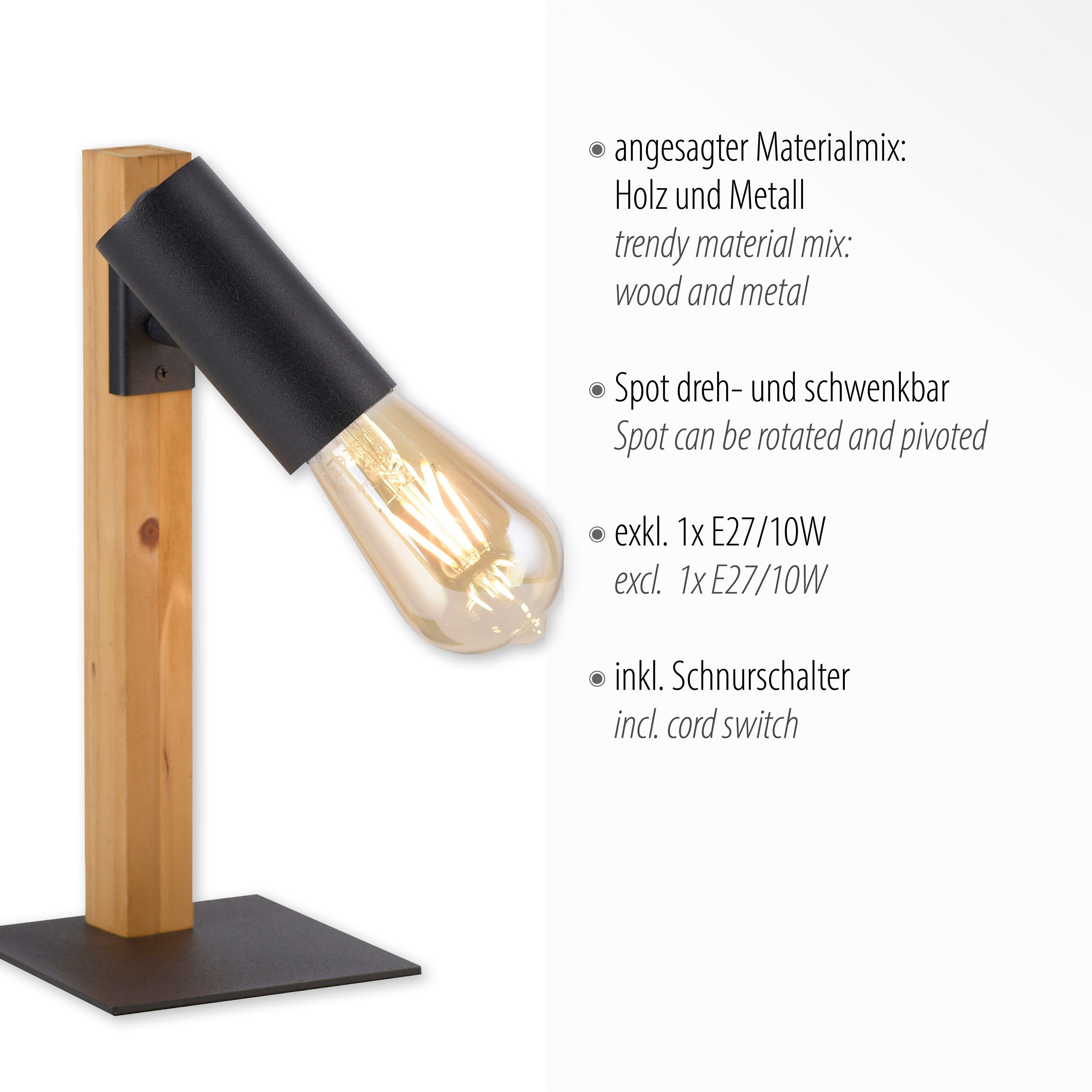 Tischleuchte Schnurschalter Direkt Schalter, PILON, ExklusiveE27, Leuchtmittel, ohne Leuchten