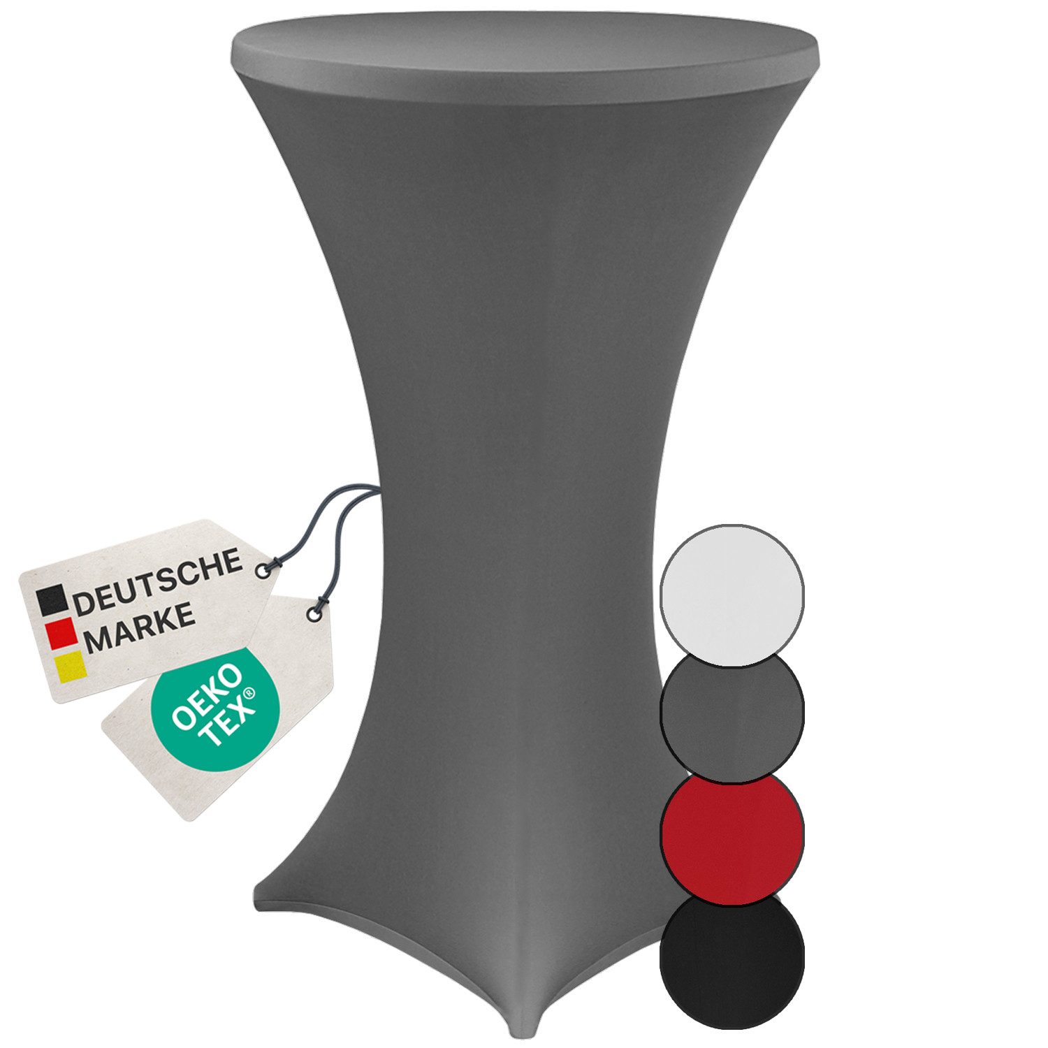 NYVI Stehtischhusse Stehtischhusse NYVIGala 60cm Anthrazit Grau Elastische Stretchhusse, Elegante Premium Husse für Stehtisch & Bistrotisch mit 110-120cm Höhe