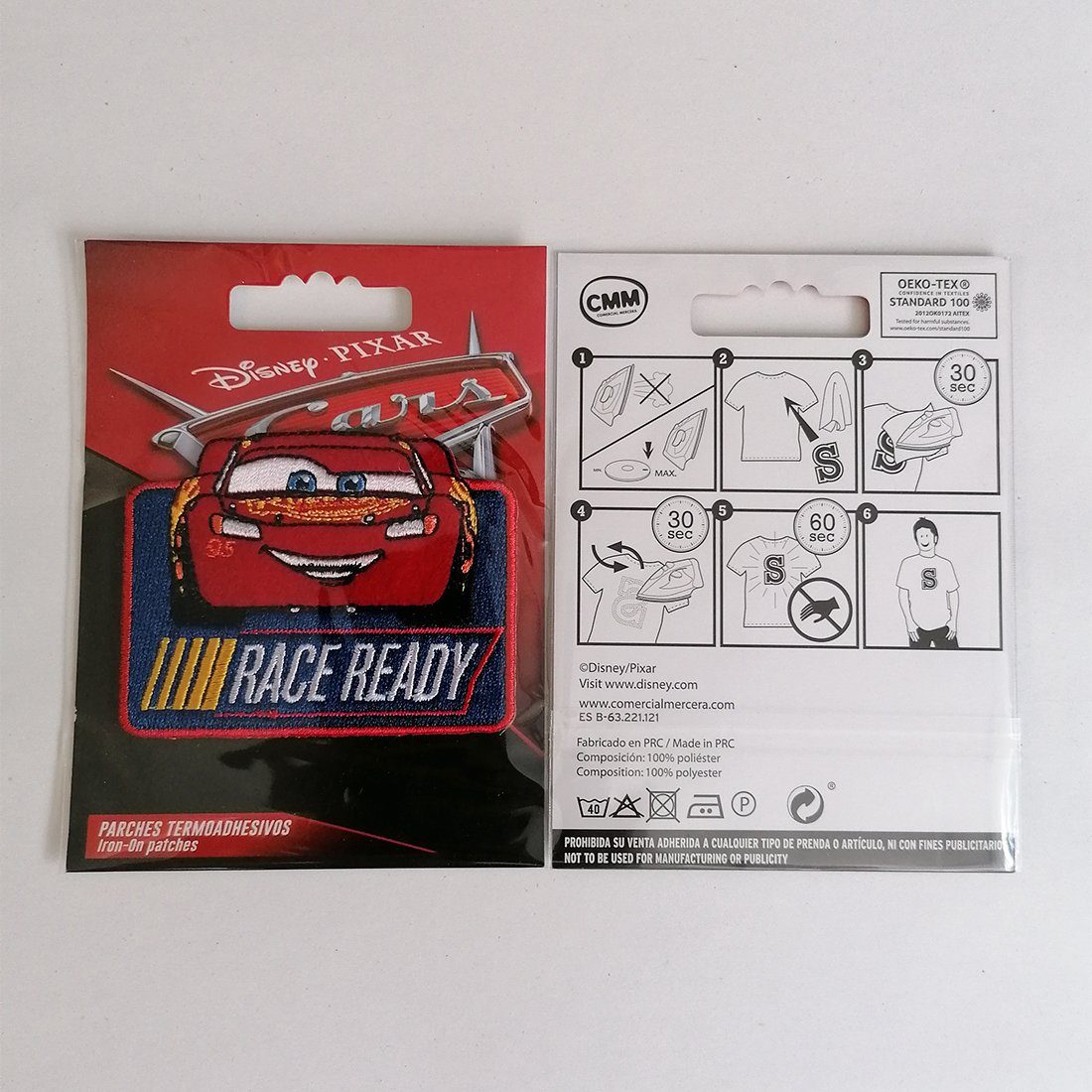 Disney Aufnäher Bügelbild, Aufbügler, Applikationen, Patches, Flicken, zum aufbügeln, Polyester, CARS RACE READY - Größe: 7,1 x 5,1 cm