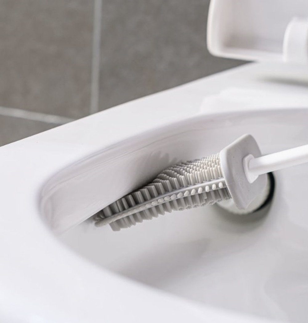 Badaccessoire-Set Flexibel Halter,Klobürste langem Silikon,WC Griff Wandmontage XDeer tlg., 2 mit Stück Bürste 2/3 mit mit, Toilettenbürste gray Schnelltrocknendem