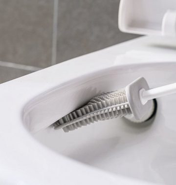 XDeer Badaccessoire-Set 2/3 Stück Toilettenbürste Silikon,WC Bürste Flexibel mit, 2 tlg., mit Schnelltrocknendem Halter,Klobürste Wandmontage mit langem Griff