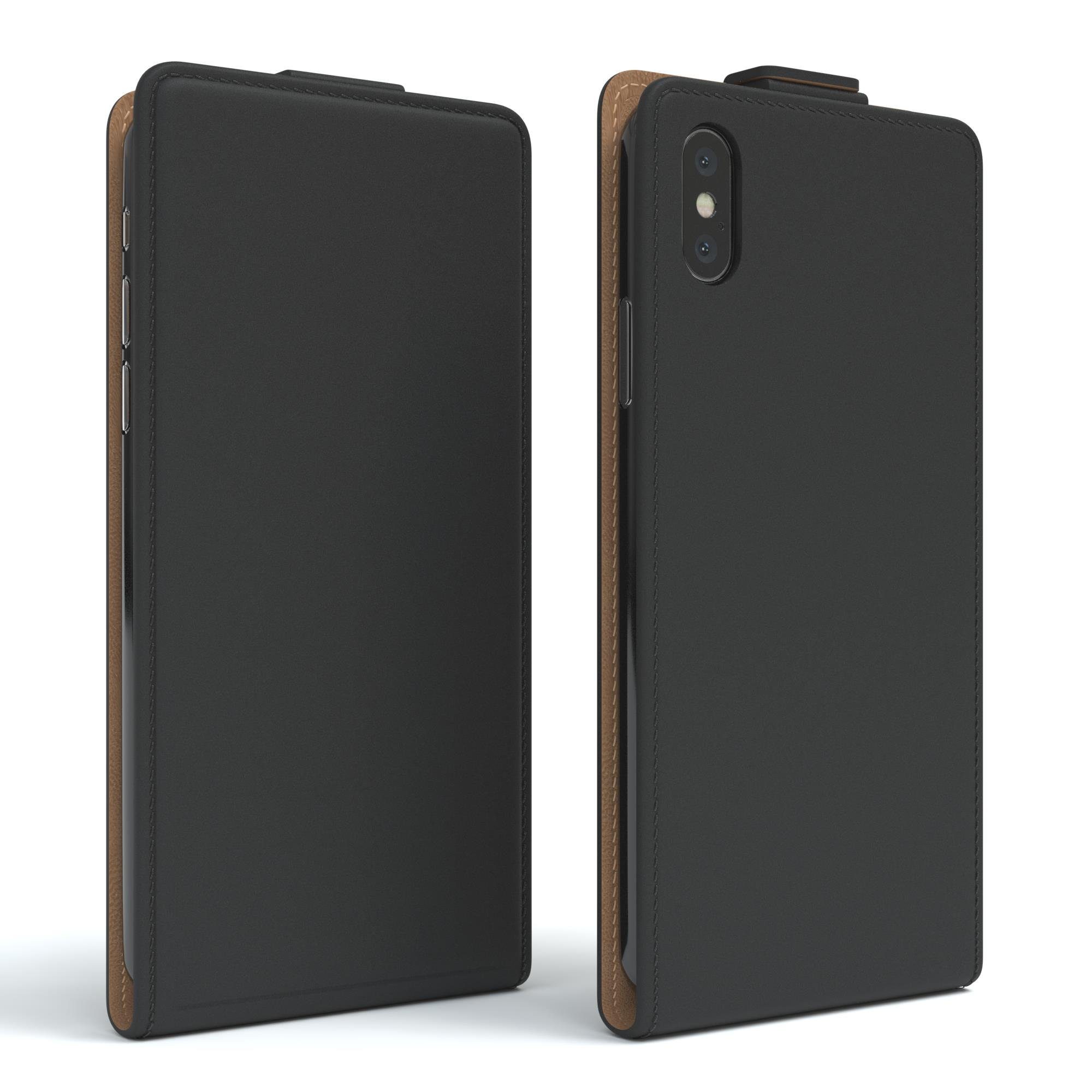EAZY CASE Handyhülle Flipcase für Apple iPhone X / iPhone XS 5,8 Zoll, Tasche Klapphülle Handytasche zum Aufklappen Etui Kunstleder Schwarz