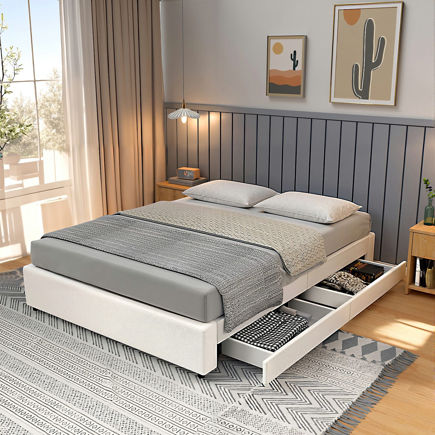 WILGOON Polsterbett Doppelbett 140x200cm, mit Lattenrost günstig online kaufen