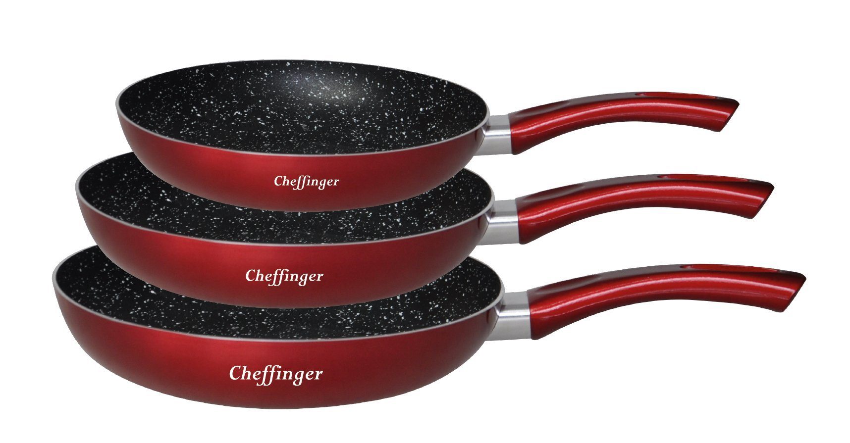 Cheffinger Pfannen-Set Pfannenset 3 tlg. Induktion Antikratz Marmor Bratpfanne – Bild 2 von 5