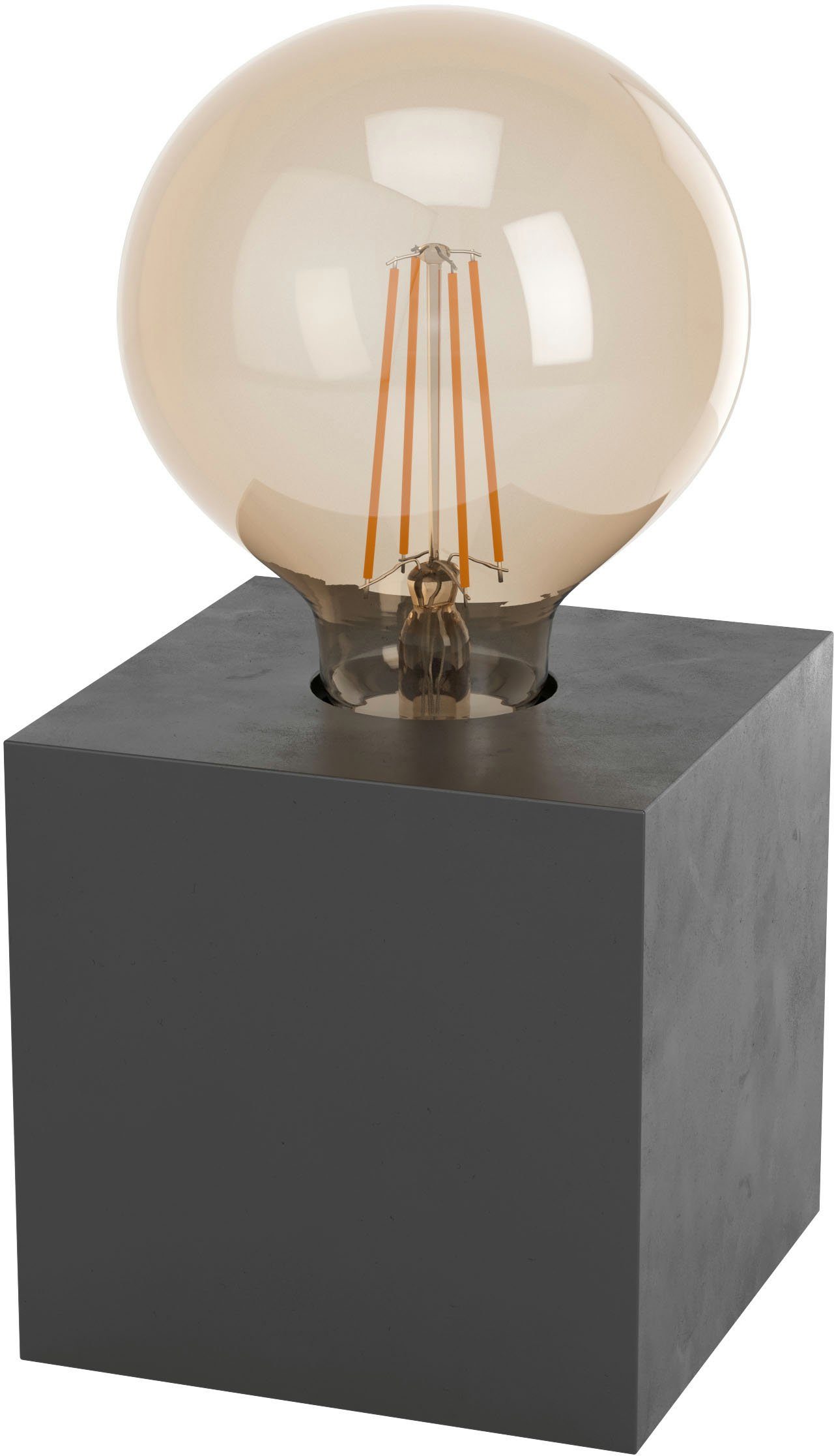 EGLO Tischleuchte PRESTWICK 2, Leuchtmittel wechselbar, ohne Leuchtmittel, Nachttischlampe, Deko, wohnlich, Schalter am Kabel, 9,5x9,5x9,5 cm