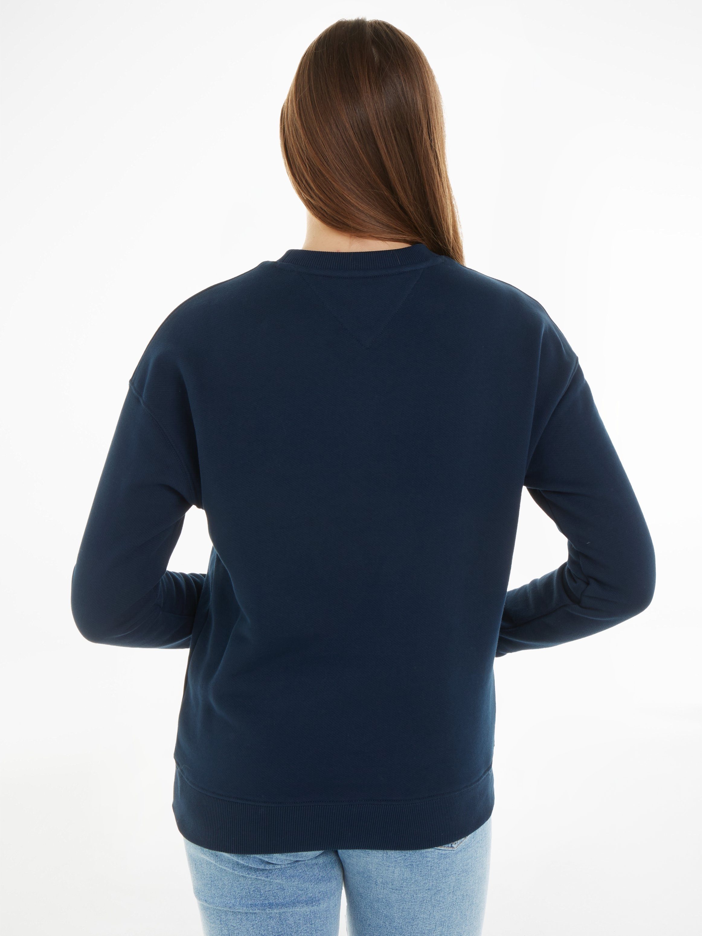 Night Dropshoulder-Design mit und Sweatshirt Frontlogo Dark Navy Jeans Tommy