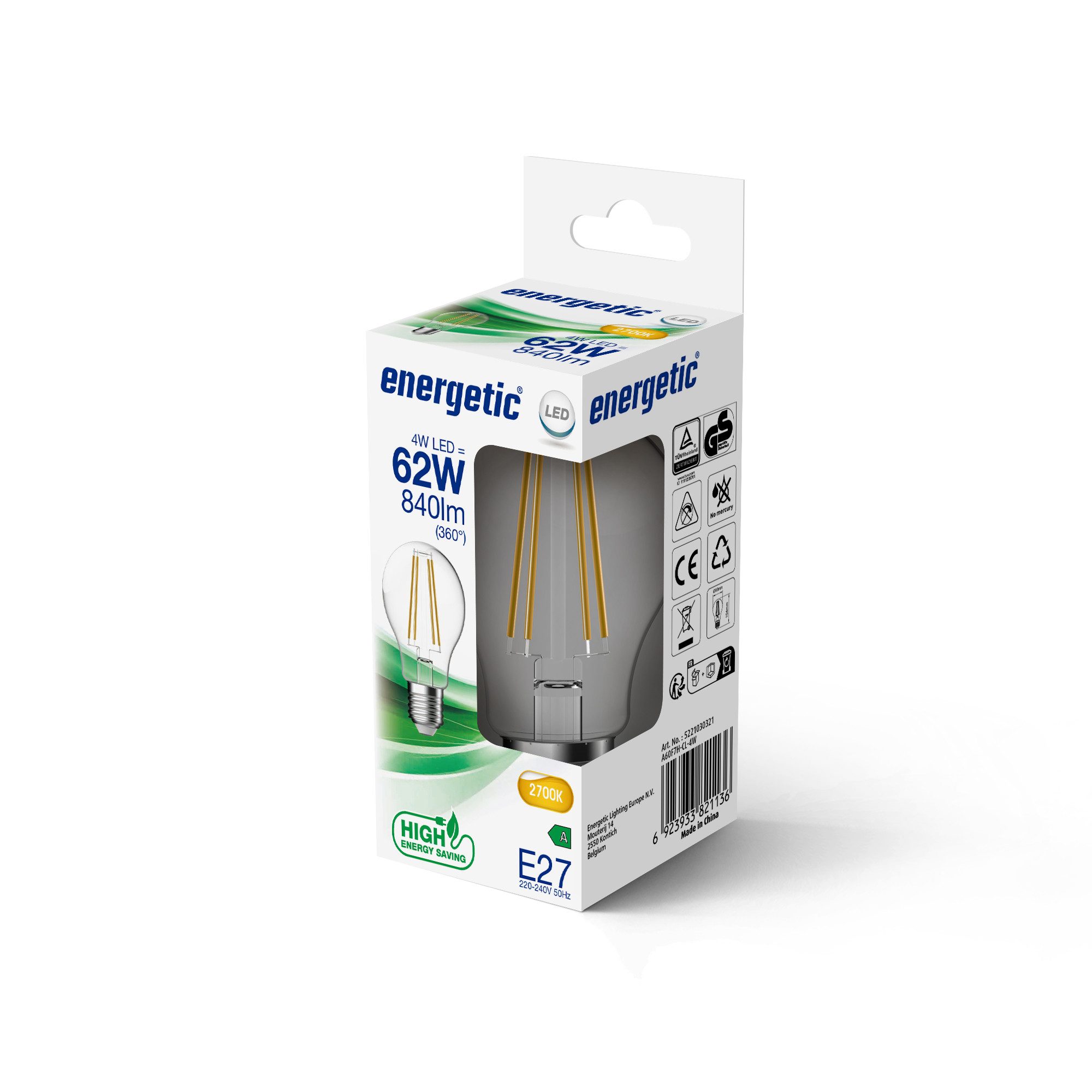 ENERGETIC LED-Leuchtmittel A-Class E27 A60 Lampe 2700K 840Lm Klar Glas Fill günstig online kaufen