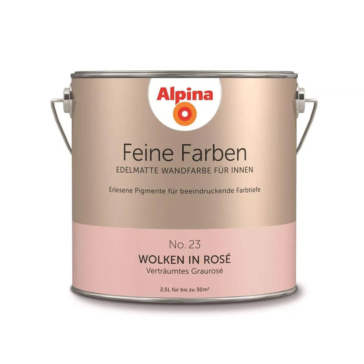 Alpina Wand- und Deckenfarbe Verträumtes Graurosé No. 23, Matt, wasserbasiert, ohne Grundierung, hochdeckend
