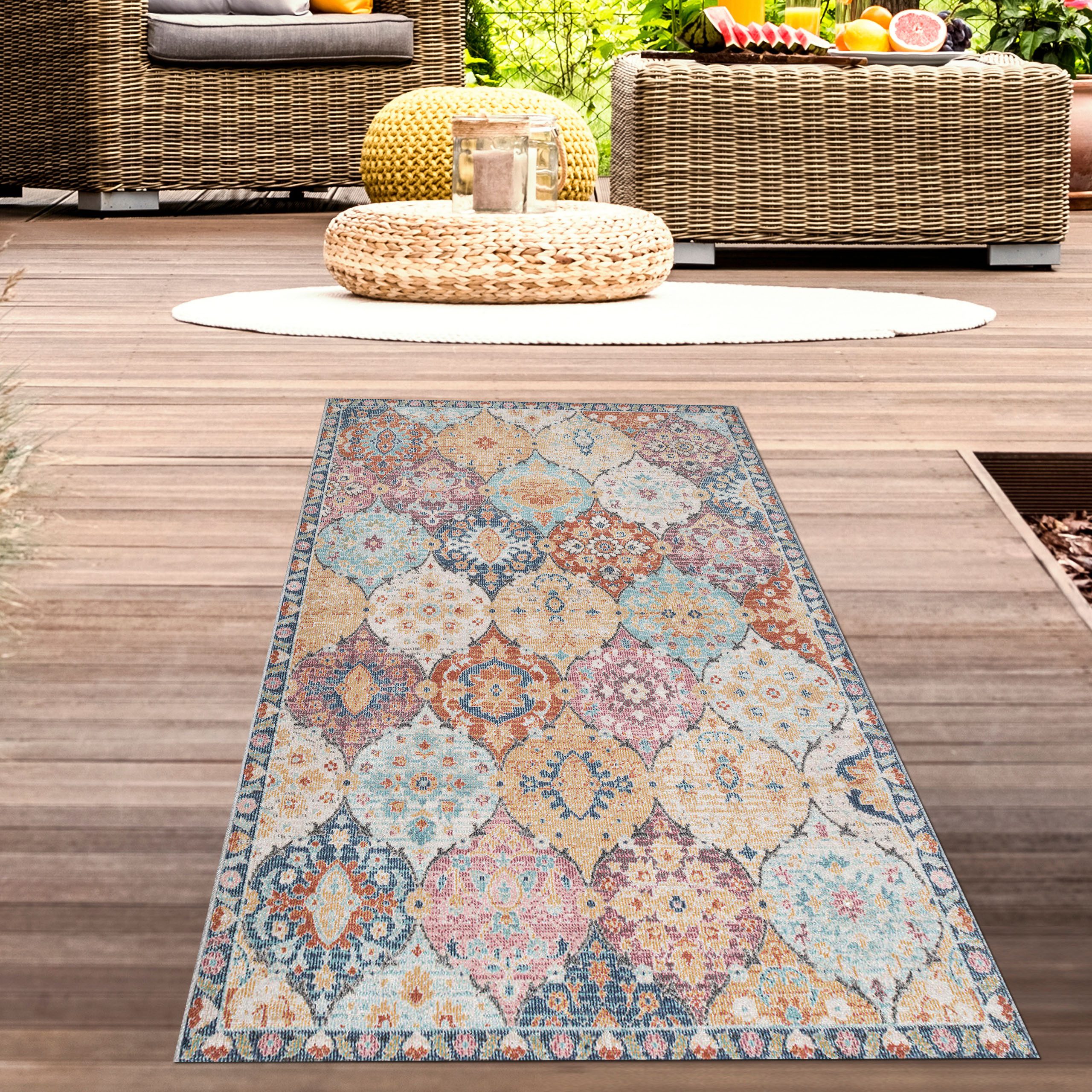 Carpetia Outdoorteppich In- und Outdoor, rechteckig, Höhe: 5 mm, mit orientalischem Vintage-Ornamentmuster