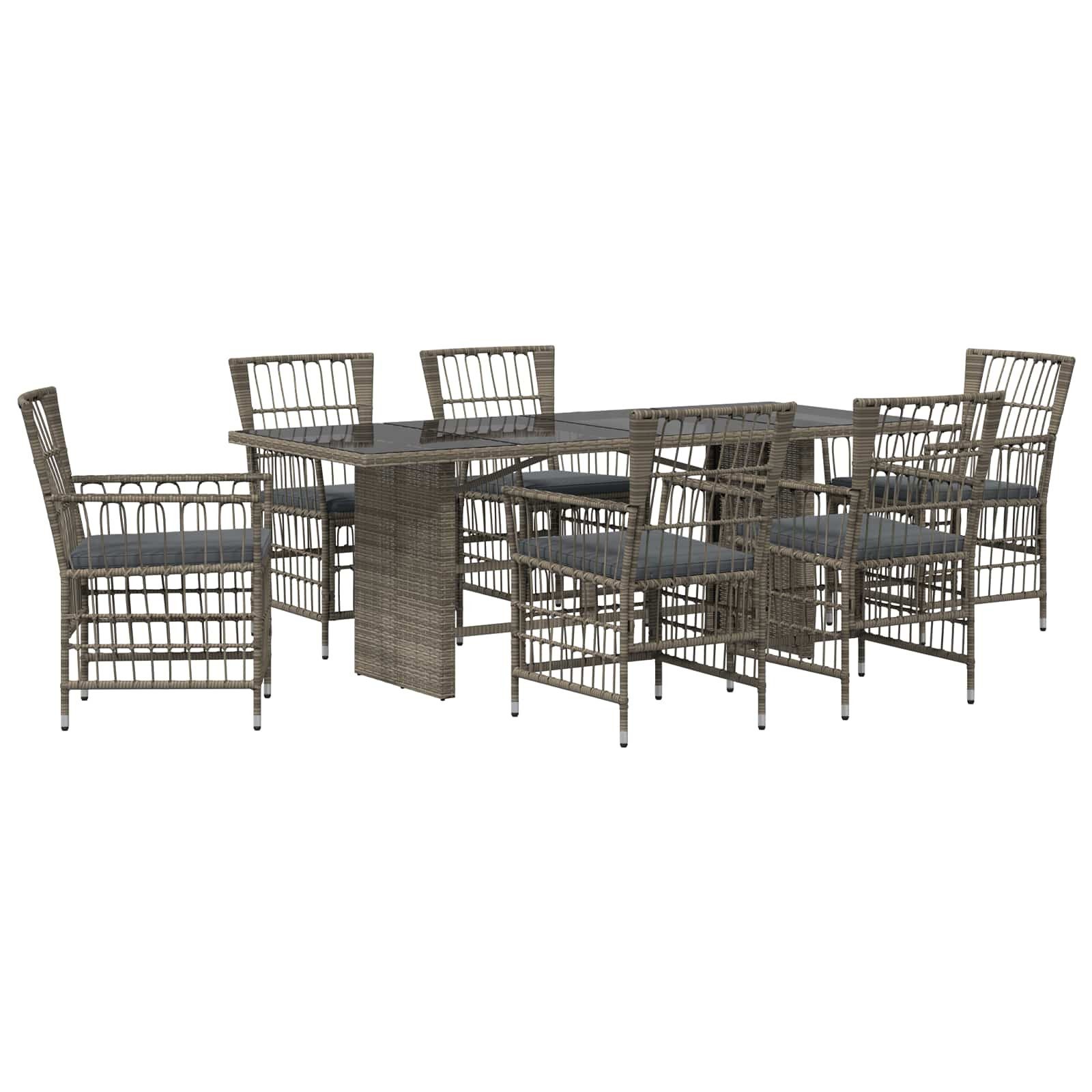 vidaXL Gartenlounge-Set Outdoor-Essgruppe 7 stk. Grau Poly-Rattan, (7-tlg)