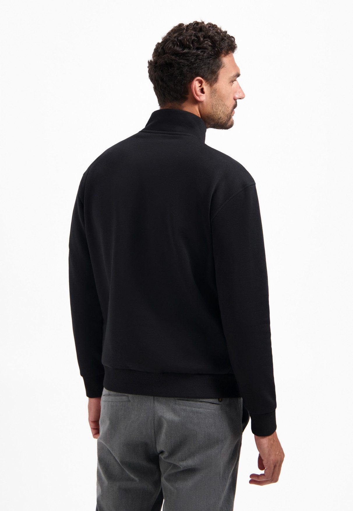 NO EXCESS Sweater No Excess Half-Zip-Pullover Sweater Half Zip Brushed