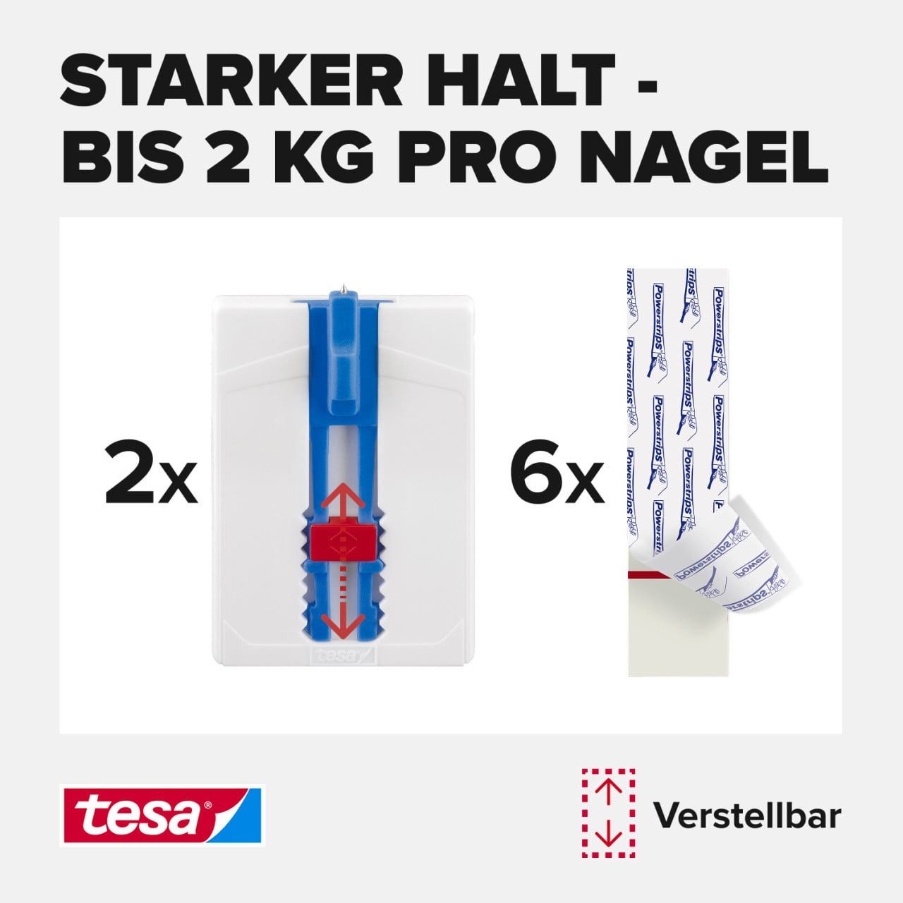 tesa Klebehaken tesa Klebenagel Traglast 2 kg, 2 Stück