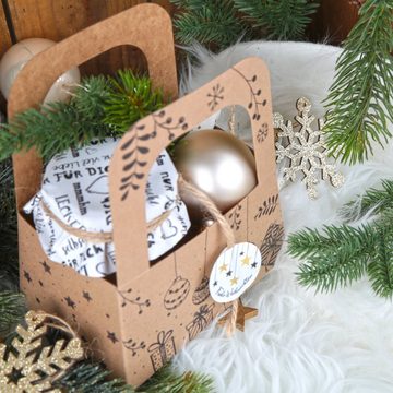 Logbuch-Verlag Geschenkbox Weihnachtsschachtel mit Henkel - Kraftpapier 10 St (10 St)
