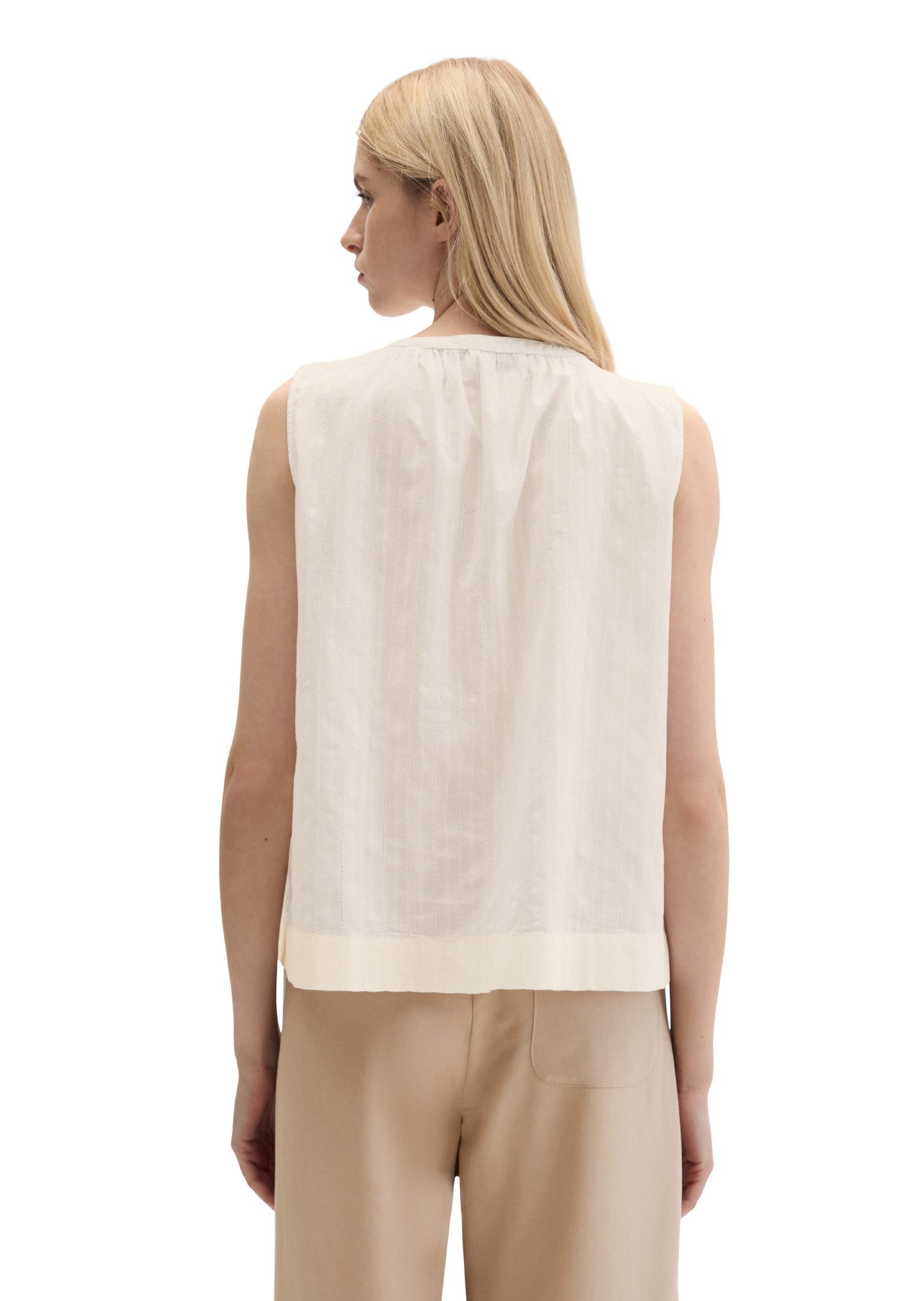 Marc O'Polo Blusentop aus Baumwoll-Voile mit feiner Loch-Stickerei