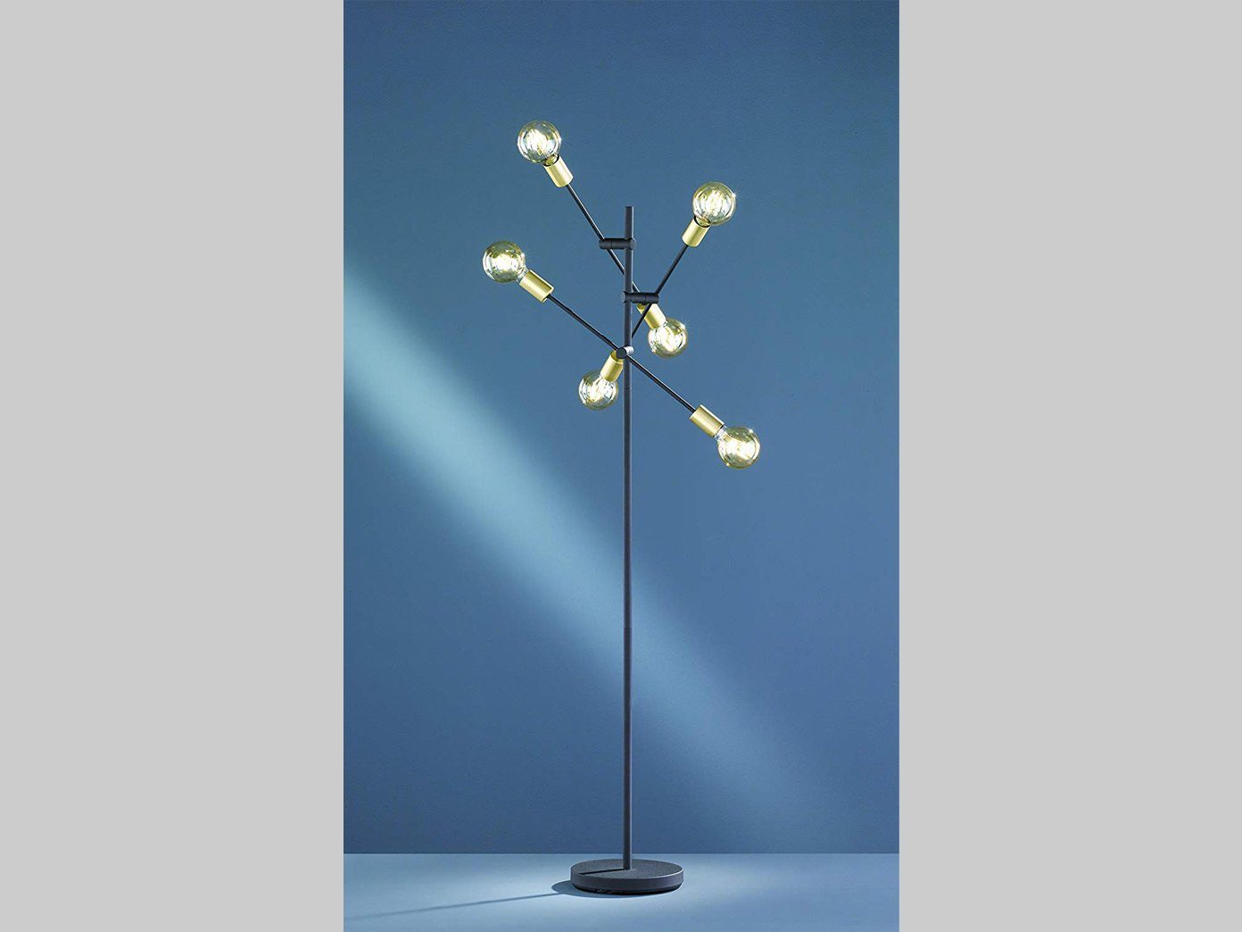 Lampe Stehlampe, LED Designer Gold für wechselbar, moderne Ecke, 165cm Höhe ausgefallene Warmweiß, LED meineWunschleuchte Schwarz