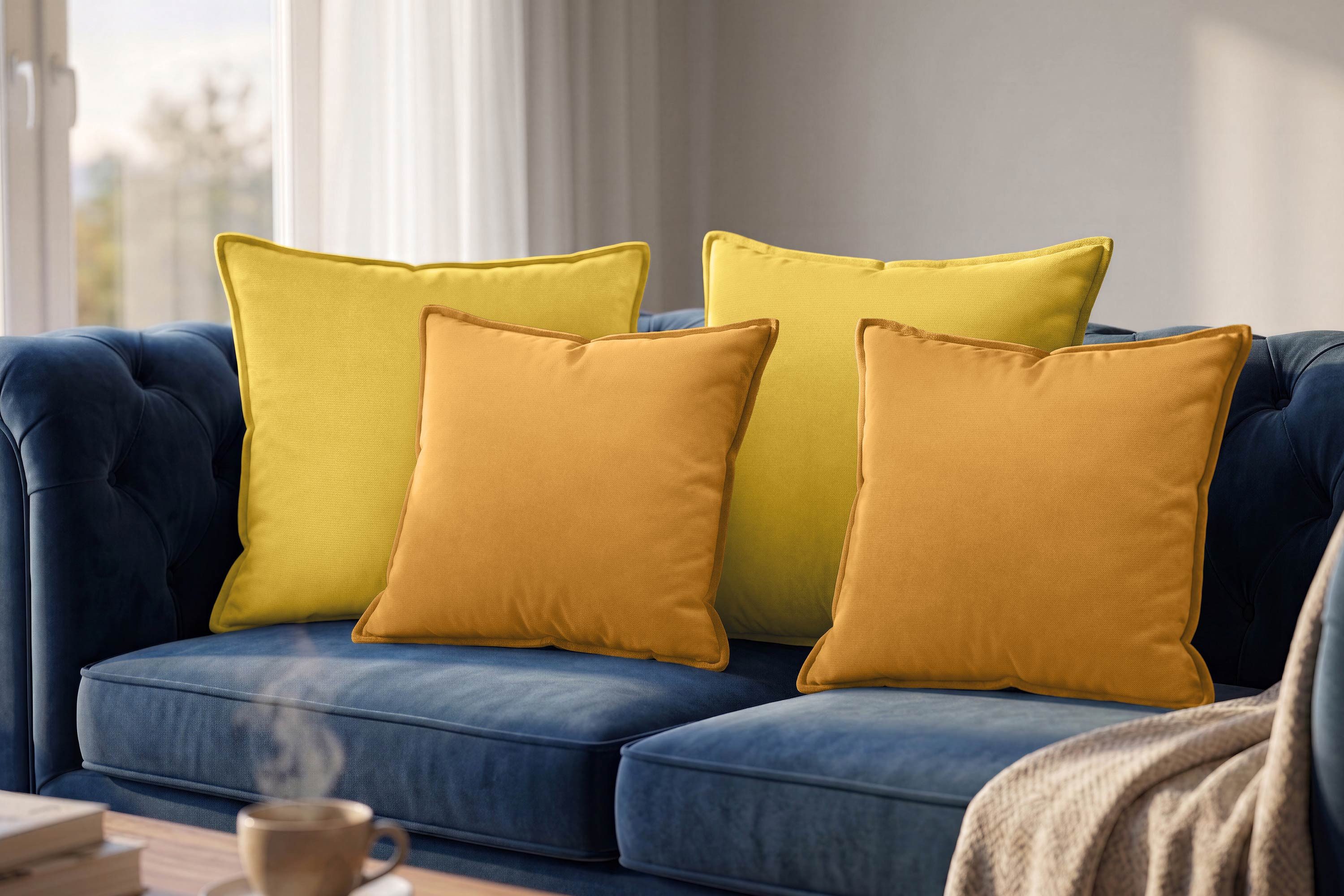 Amilian Dekokissen 4er Set Zierkissen Sofakissen Couchkissen mit Reißverschluss, inklusive Füllung für Sofa, Couch und Bett