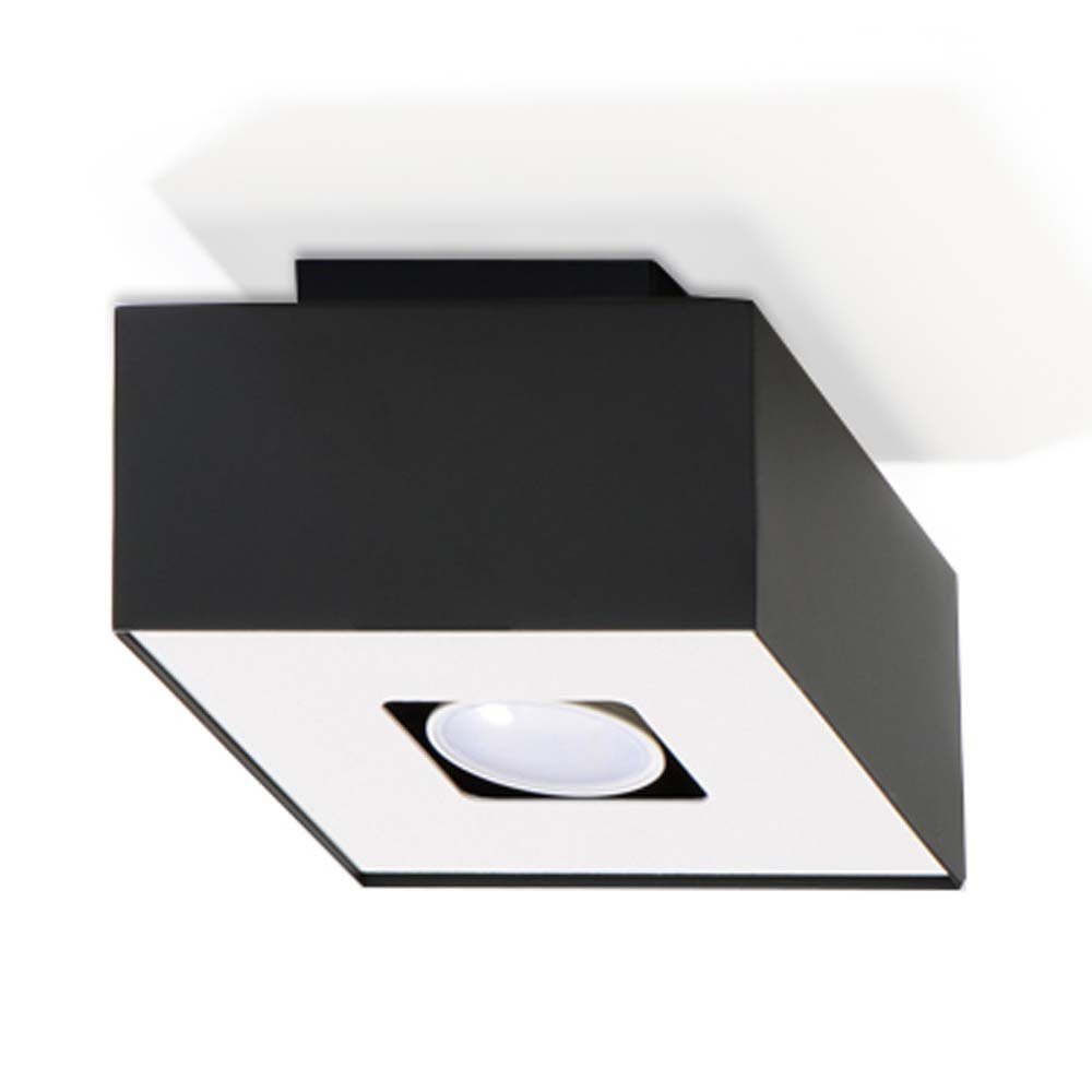 etc-shop Deckenstrahler, Leuchtmittel nicht inklusive, Deckenleuchte Deckenlampe Weiß Schwarz Stahl L 14 cm Wohnzimmer
