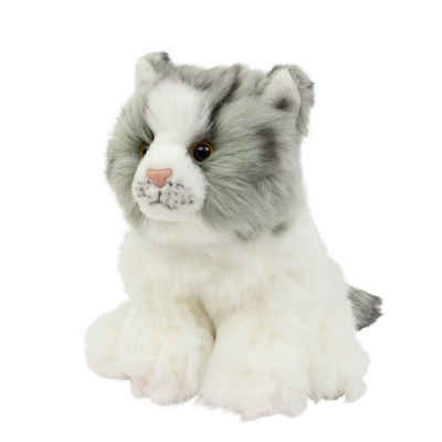 Teddys Rothenburg Kuscheltier Katze 17cm sitzend grau/weiß Plüschkatze Stofftier