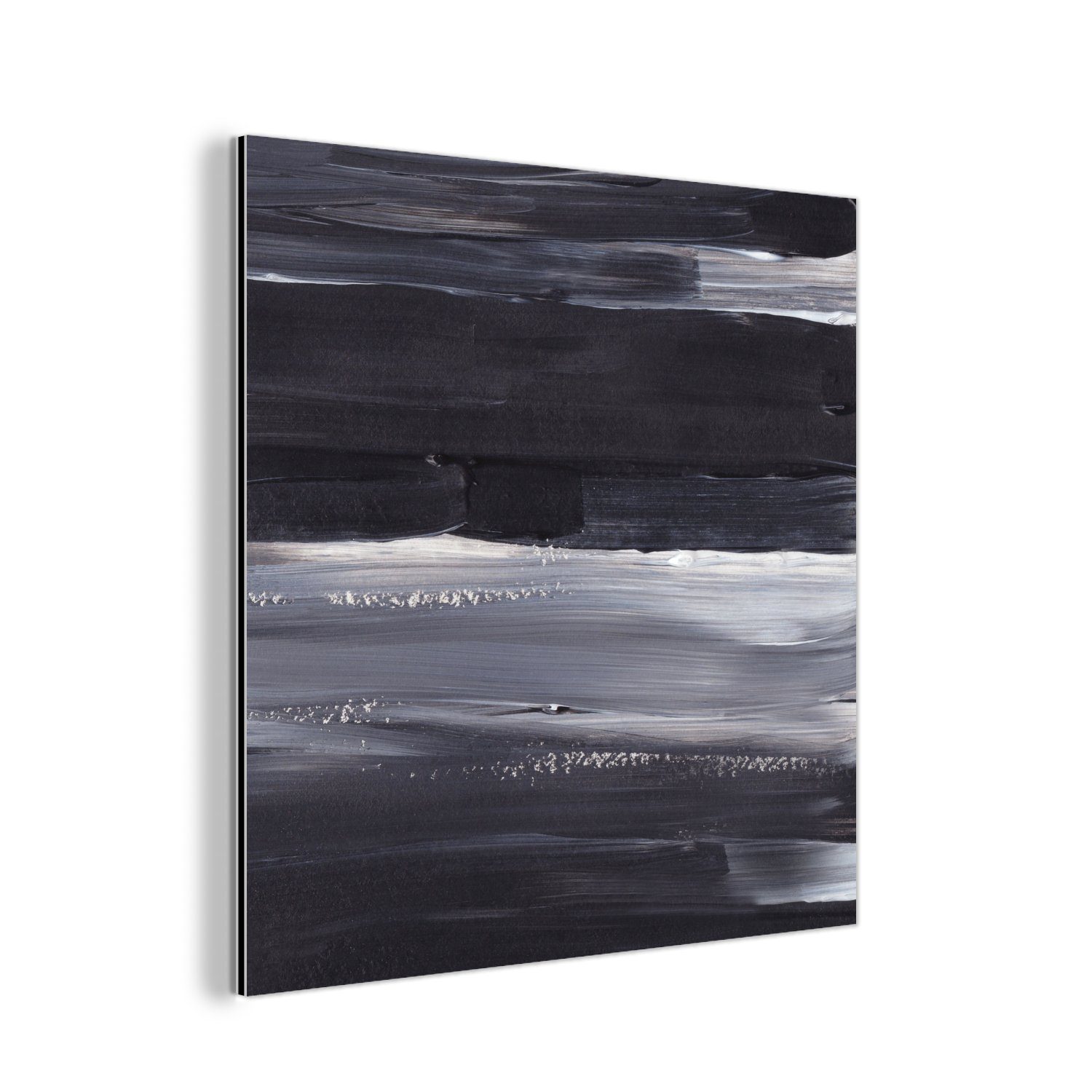 MuchoWow Metallbild Farbe - Abstrakt - Schwarz, (1 St), Alu-Dibond-Druck, Gemälde aus Metall, Aluminium deko