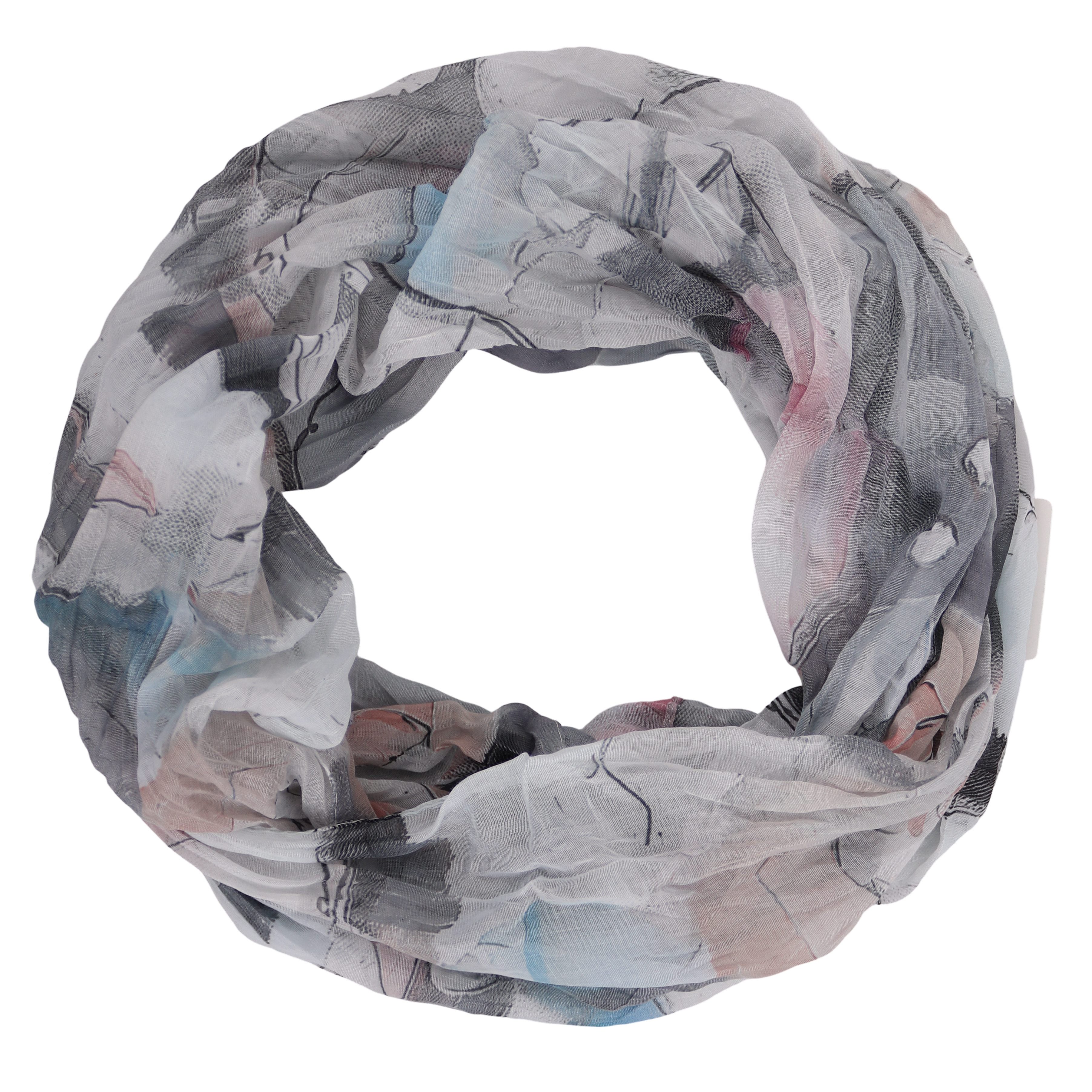 MIRROSI Loop Damen Schal mit Bunt-Muster Weich, (zweimal um den Hals wickelbar, ca.45x75cm), Damen Halstuch ideal für Frühling, Sommer oder Herbst