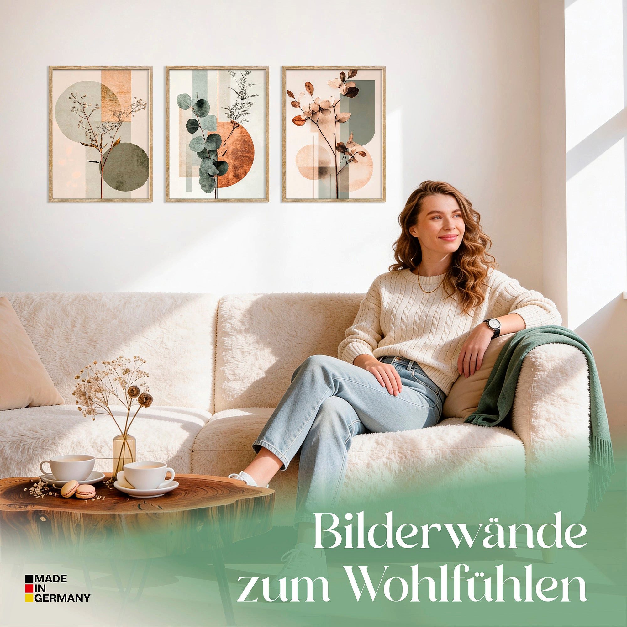 ARTFAVES Bilder-Collage Poster Set Abstract Flower Art 2 I mehrteilige Bilderwand I Wandbilder, (Wandbilder modern, 3 St)