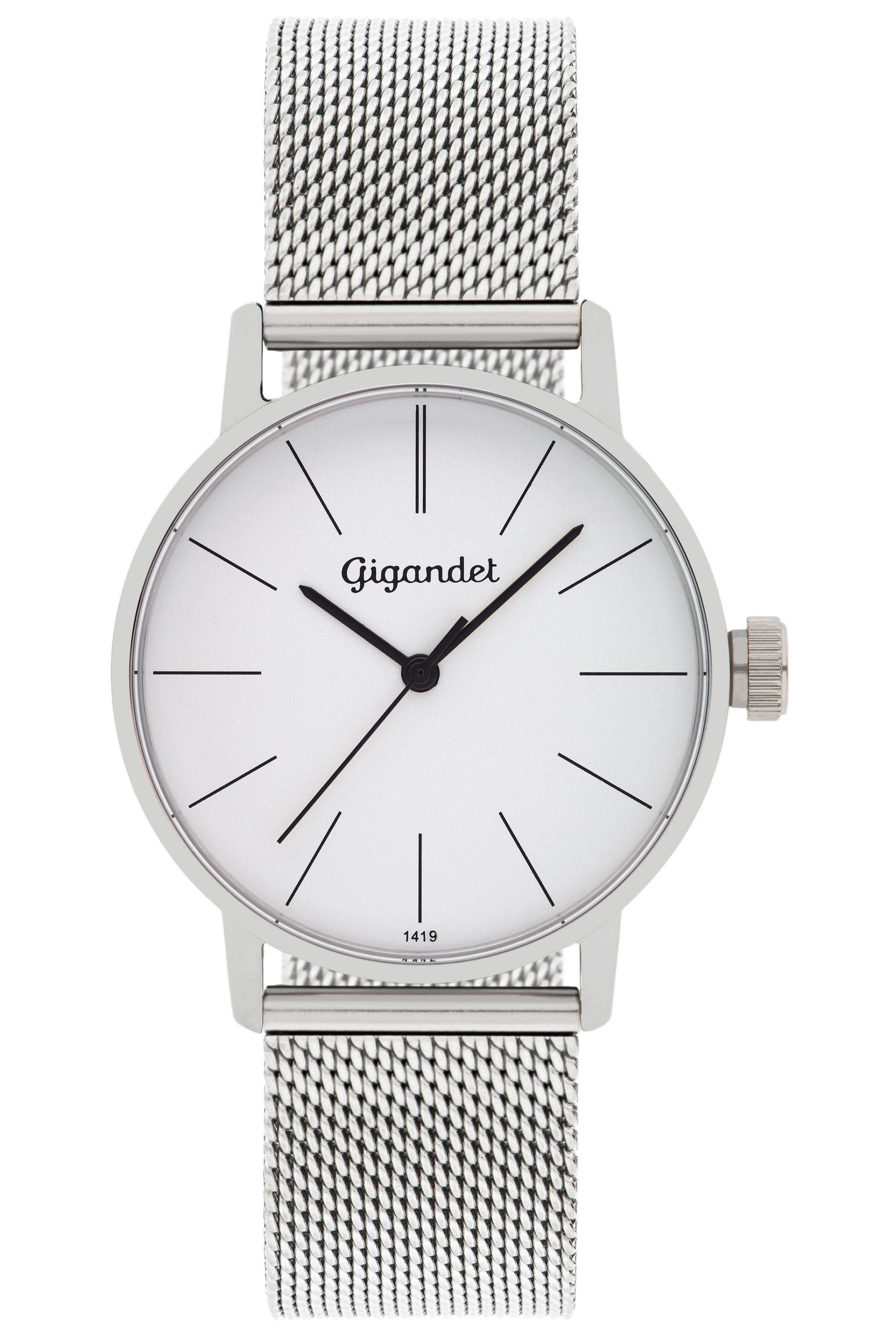Gigandet Quarzuhr Damenuhr, Armbanduhr, Businessuhr, 35mm, MINIMALISM G43-005 G43-005, Mineralglas, Edelstahlband, Schlicht, Flach, 3bar/30m wasserdicht