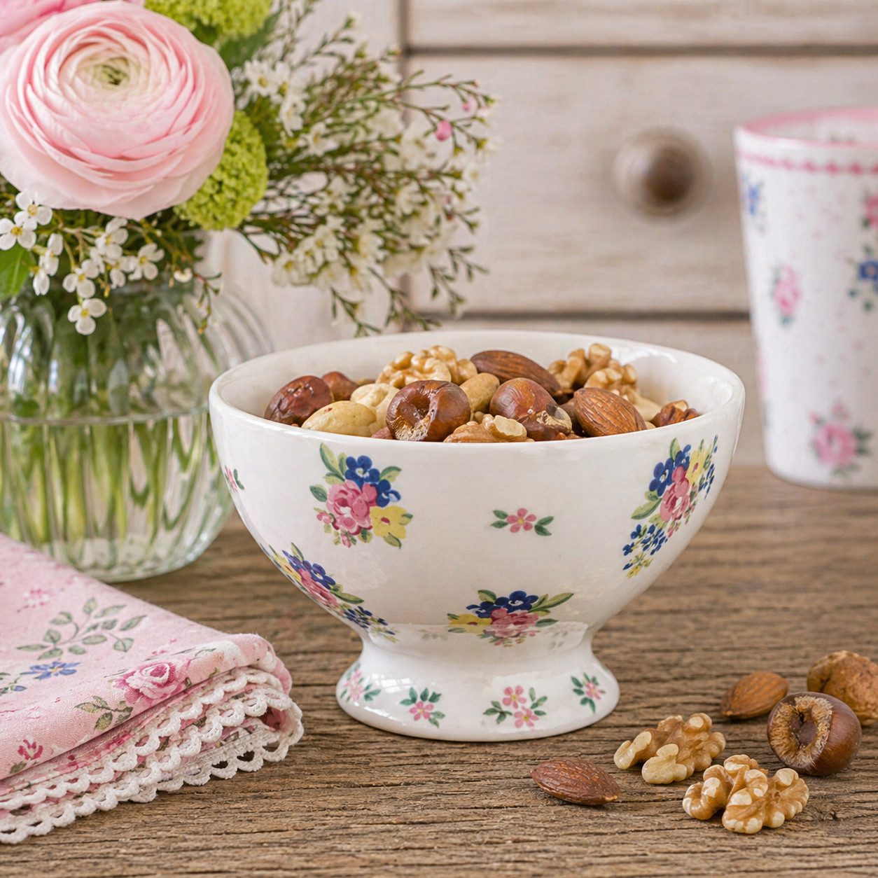 Greengate Snackschale GreenGate Snackschale Augusta weiß/geblümt