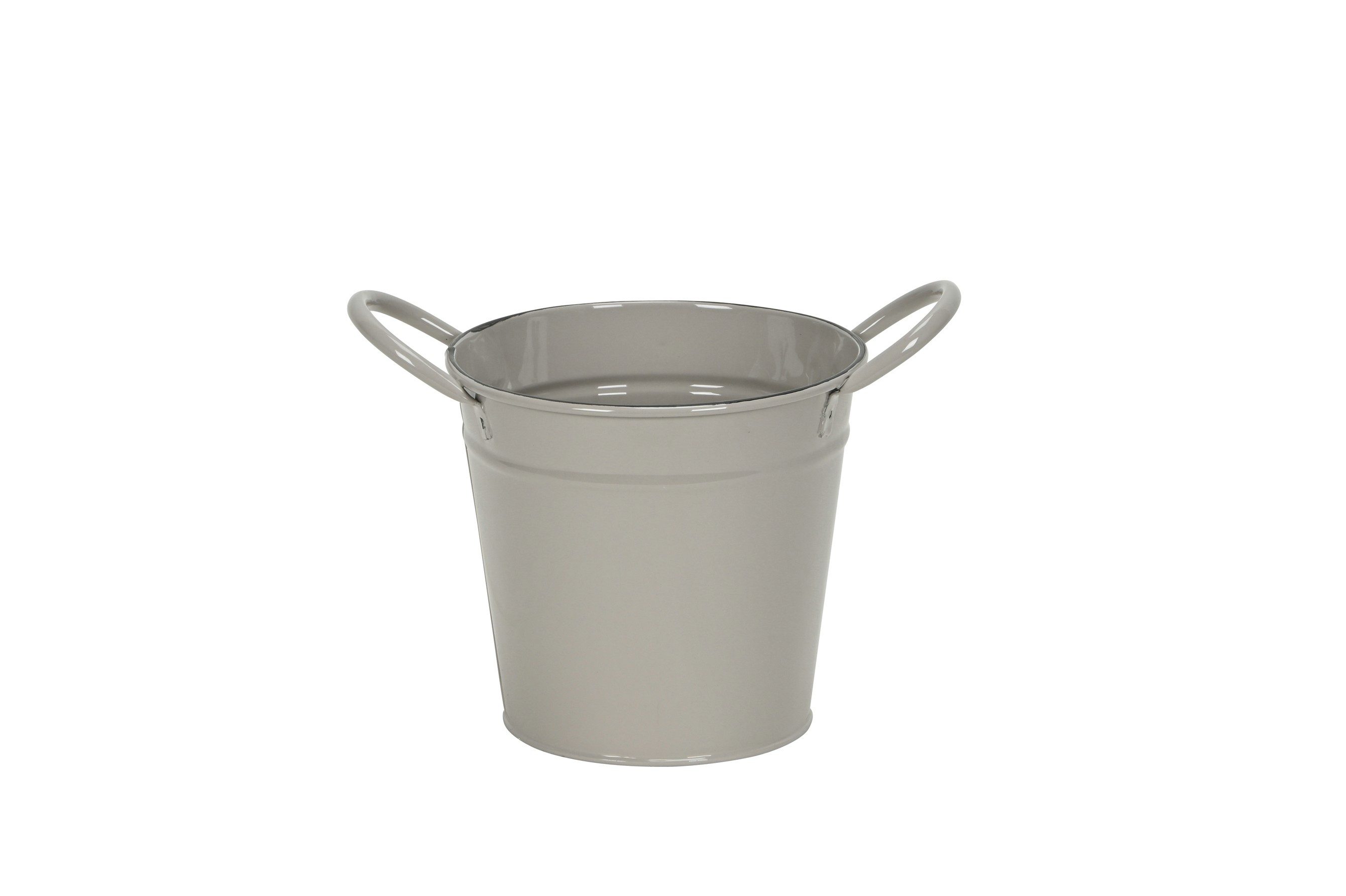 finehomegarden Blumentopf Metall Topf Übertopf Blumentopf Eimer mit Henkel grau-braun Ø13+19cm (1 St), H12+18cm Pflanzgefäß 2Größen wählbar