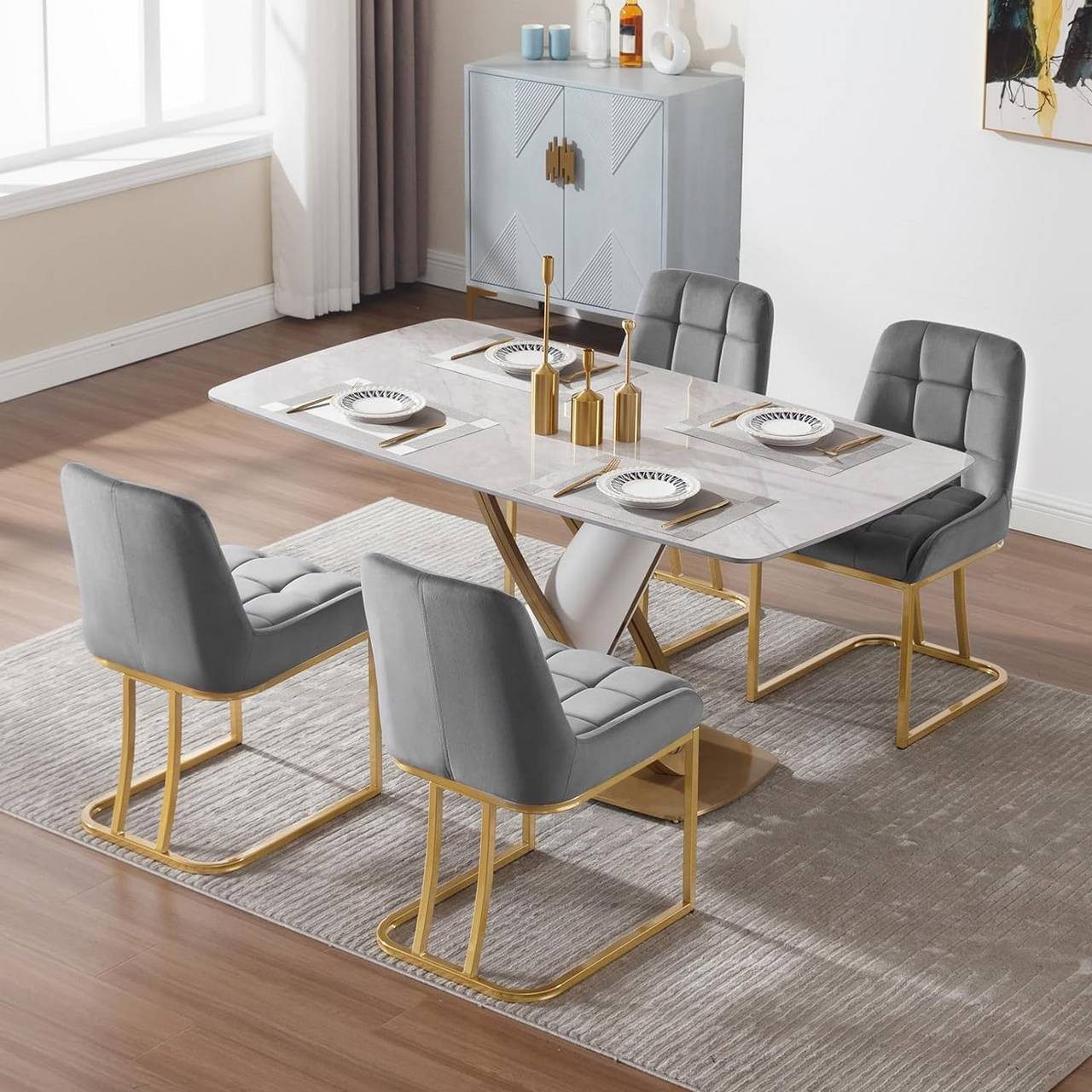 Woltu Esszimmerstuhl (6 St), Küchenstuhl mit Metallgestell in Bogenform, Sa günstig online kaufen