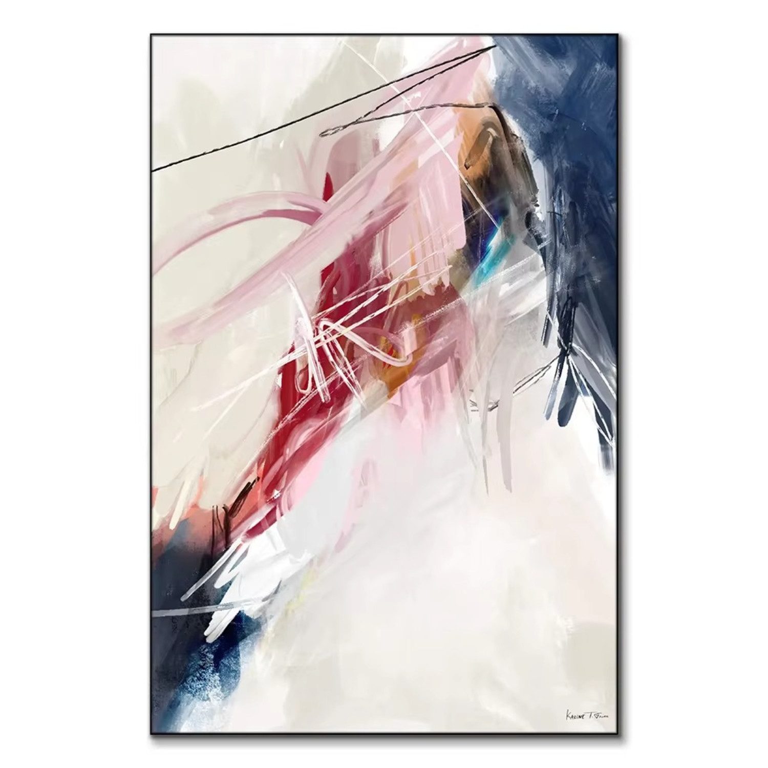 TPFLiving Kunstdruck OHNE RAHMEN, Moderne nordische Kunst im Grafitti-Stil (Leinwandbild XXL), Farben: Farben: beige, blau, weiß, rot -Größe: 20x30cm