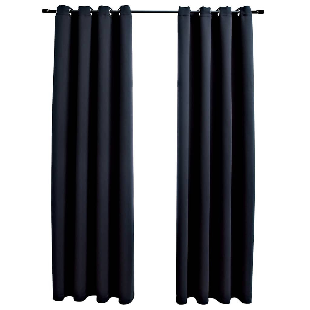 vidaXL Vorhang Verdunkelungsvorhänge mit Ringen 2 Stk. Schwarz 137x213 cm S günstig online kaufen