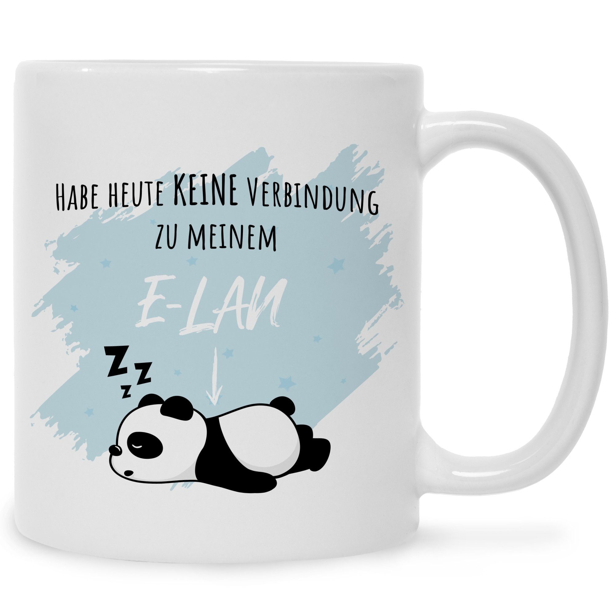 GRAVURZEILE Tasse mit Spruch Habe heute keine Verbindung zu meinem E-Lan, Keramik, Farbe: Weiß