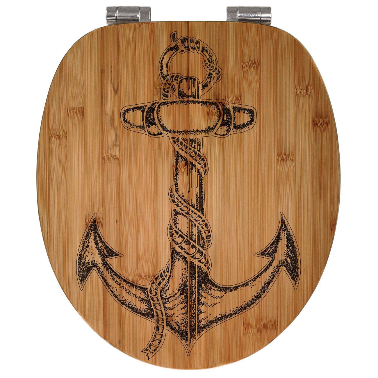 banjado WC-Sitz Bambus mit Gravur Anker günstig online kaufen